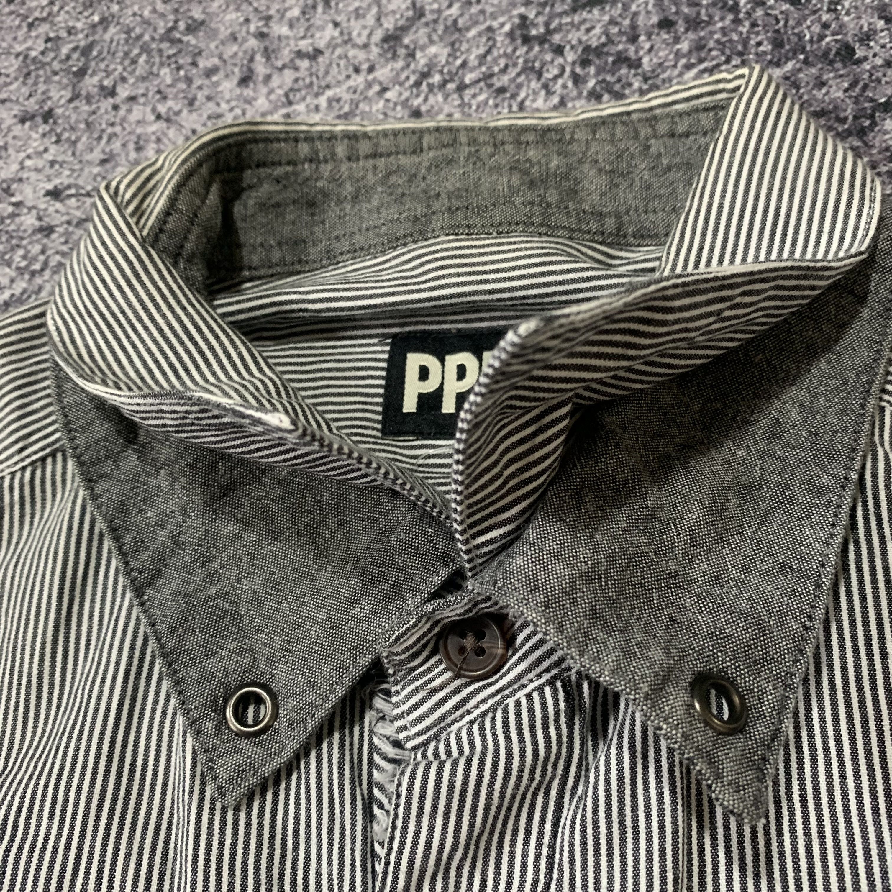 PPFM 2000s PPFM Japanese Poem Stripe Hickory Work Pocket Shirt Size US M / EU 48-50 / 2 - 5 Thumbnail