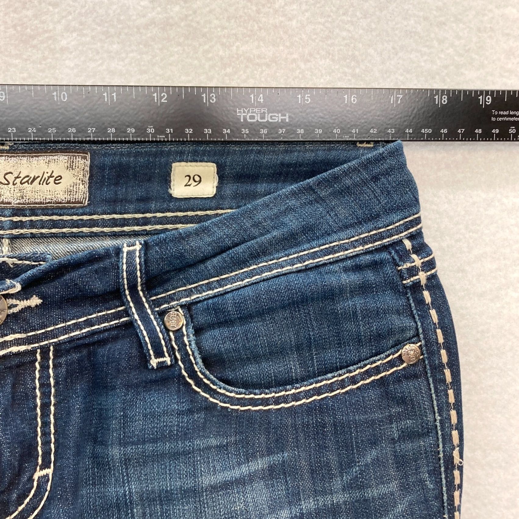Vintage Buckle BKE Jeans Women's 29 Starlite Capri Dark Wash Blue Stretch Denim Low Rise Jeans Size 29" - 7 Thumbnail
