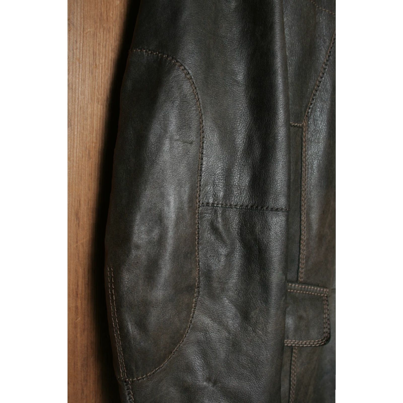 Vintage VINTAGE Wilsons Italian Leather Cafe Collar Jacket Slim Fitting Men’s L Brown Moto Jacket Size US L / EU 52-54 / 3 - 7 Thumbnail
