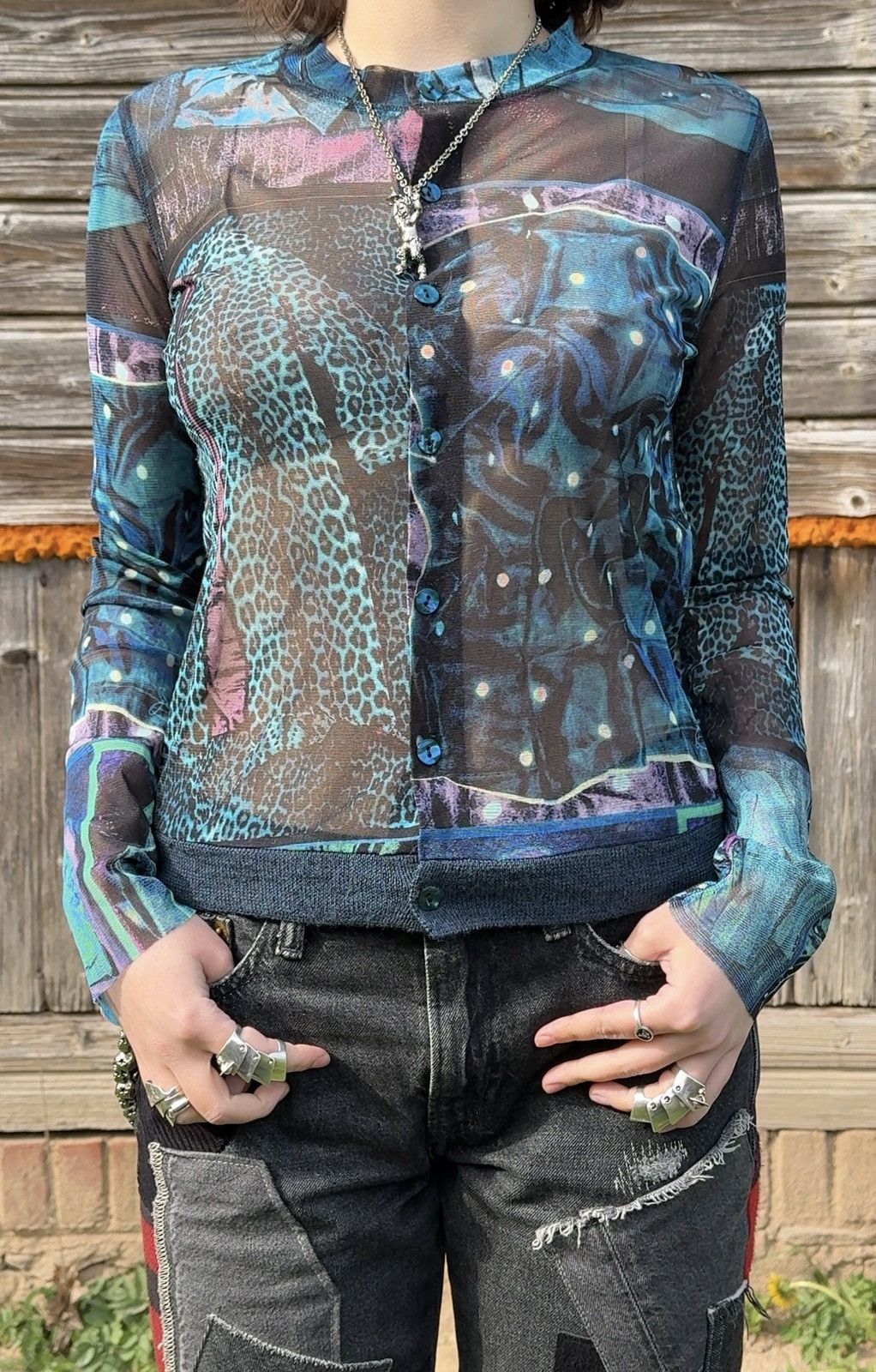 Jean Paul Gaultier Vintage Jean Paul Gaultier Femme Powernet Mesh Cardigan Size S / US 4 / IT 40 - 1 Thumbnail