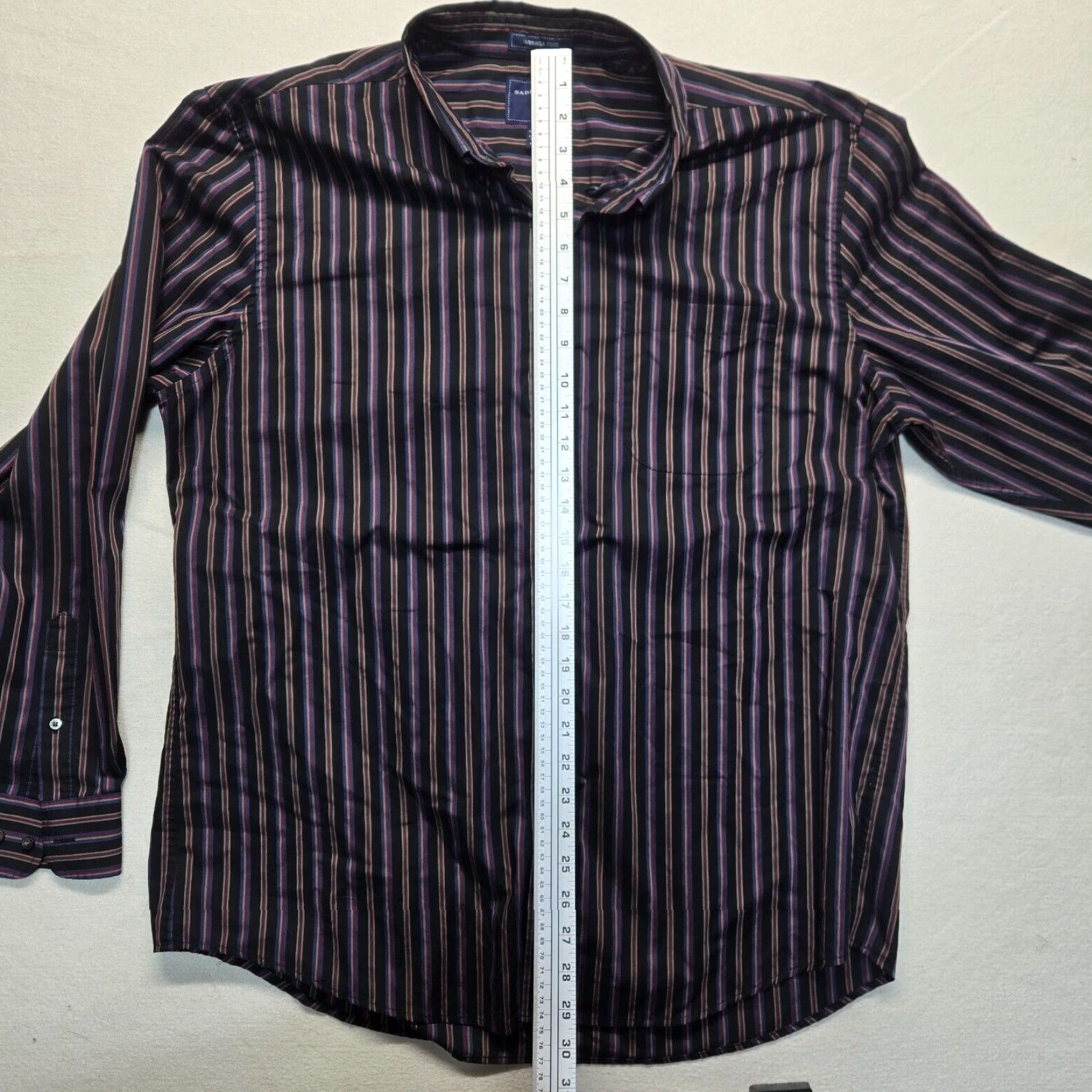 Vintage Saddlebred Shirt Button-Up Striped Black Long Sleeve Adult Men XL Size US XL / EU 56 / 4 - 6 Thumbnail