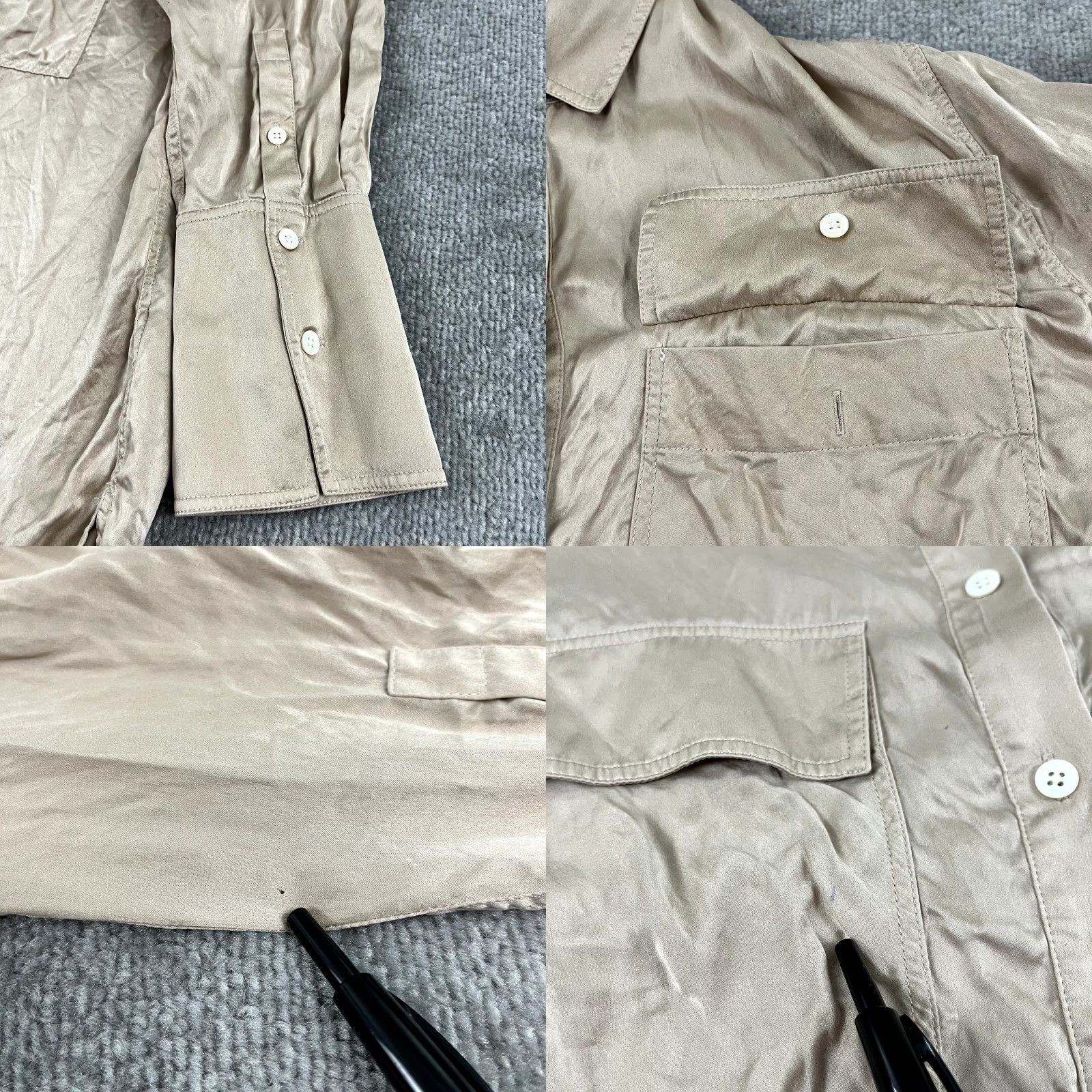 Frame VINTAGE FRAME Shirt Womens Small 100% Silk Button-Up Brown Regular L/S Pockets 90s? Size S / US 4 / IT 40 - 8 Thumbnail
