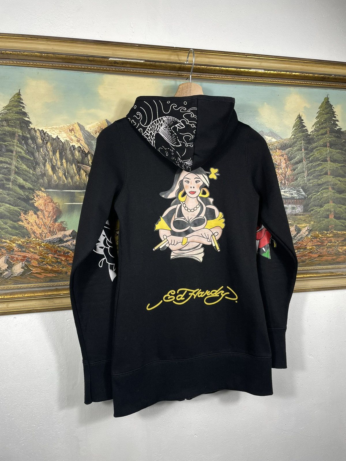 Christian Audigier × Ed Hardy × Vintage Ed Hardy Christian Audigier 00s Hoodie Affliction Grunge Size XS / US 0-2 / IT 36-38 - 7 Thumbnail
