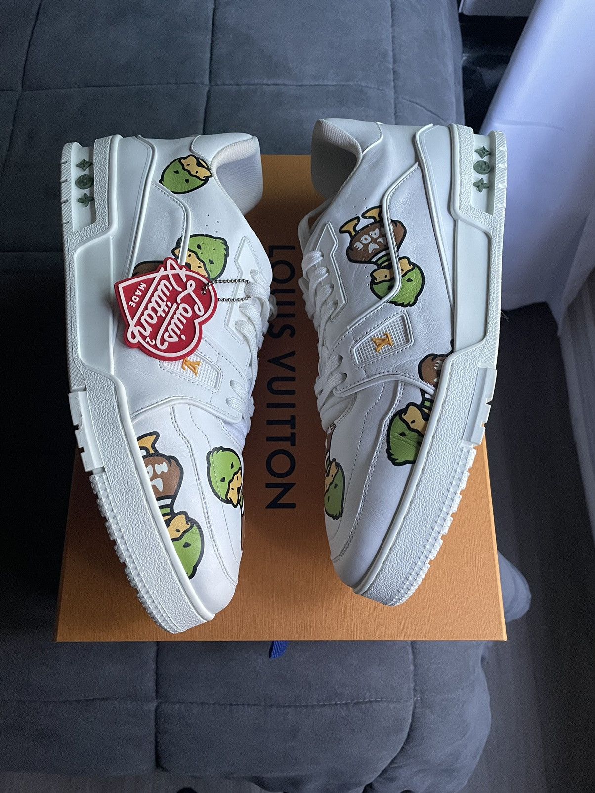 image of Louis Vuitton Nigo Duck Trainer Sneaker in White, Men's (Size 12)