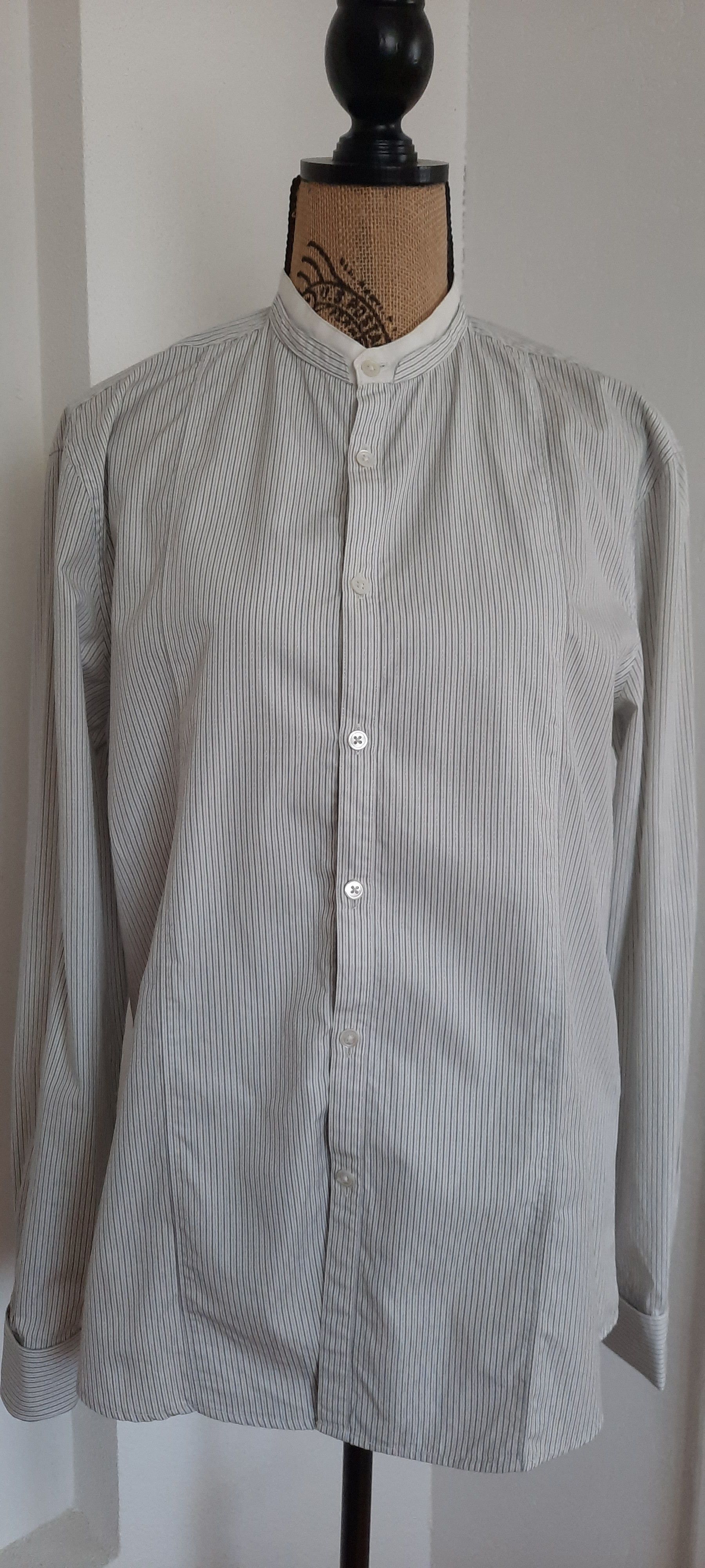 John Varvatos JOHN VARVATOS Men's Long-Sleeved Shirt, White Gray Striped M Size US M / EU 48-50 / 2 - 2 Thumbnail