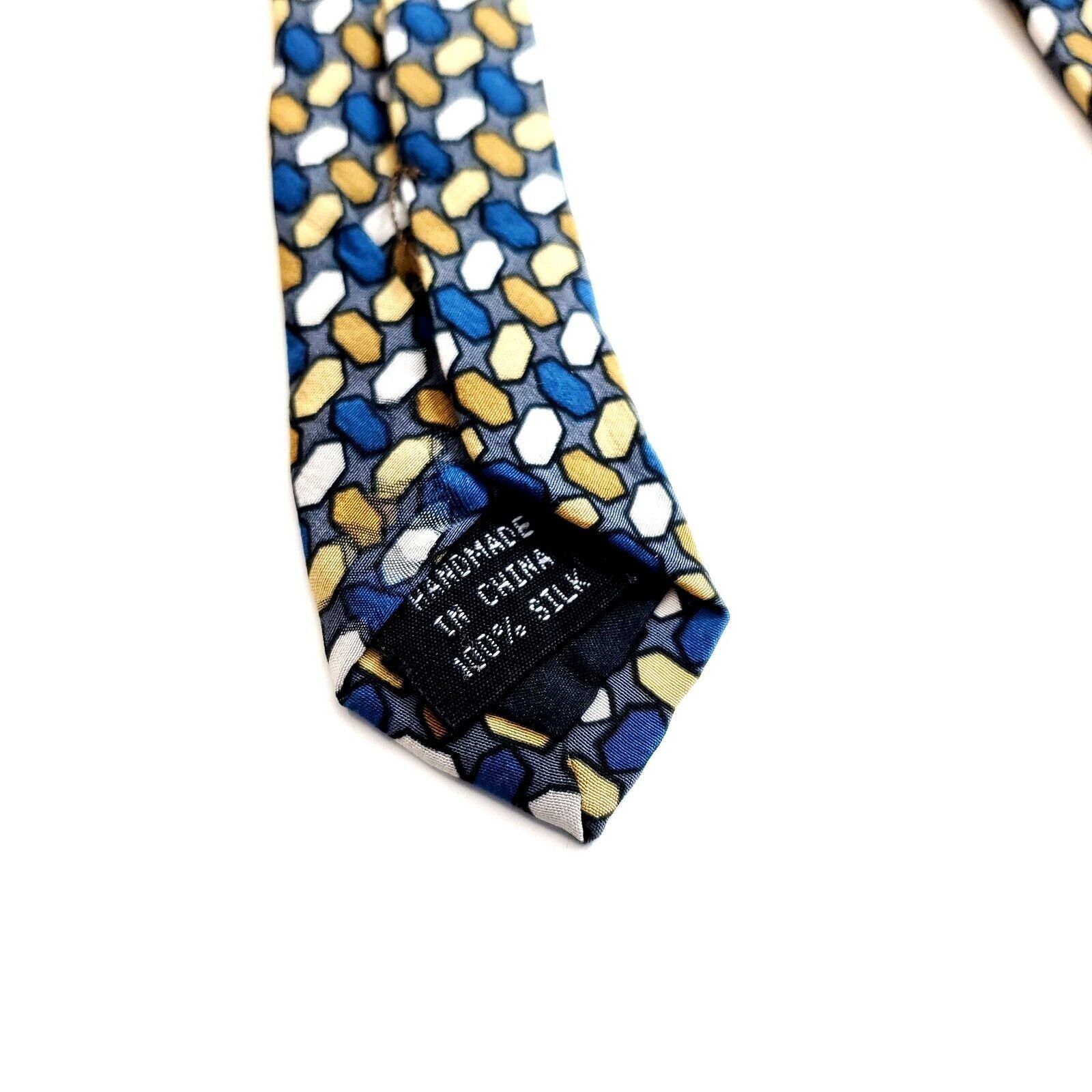 Principe Principe Red Tan White Geometric Print Wide Silk Tie Size ONE SIZE - 4 Thumbnail