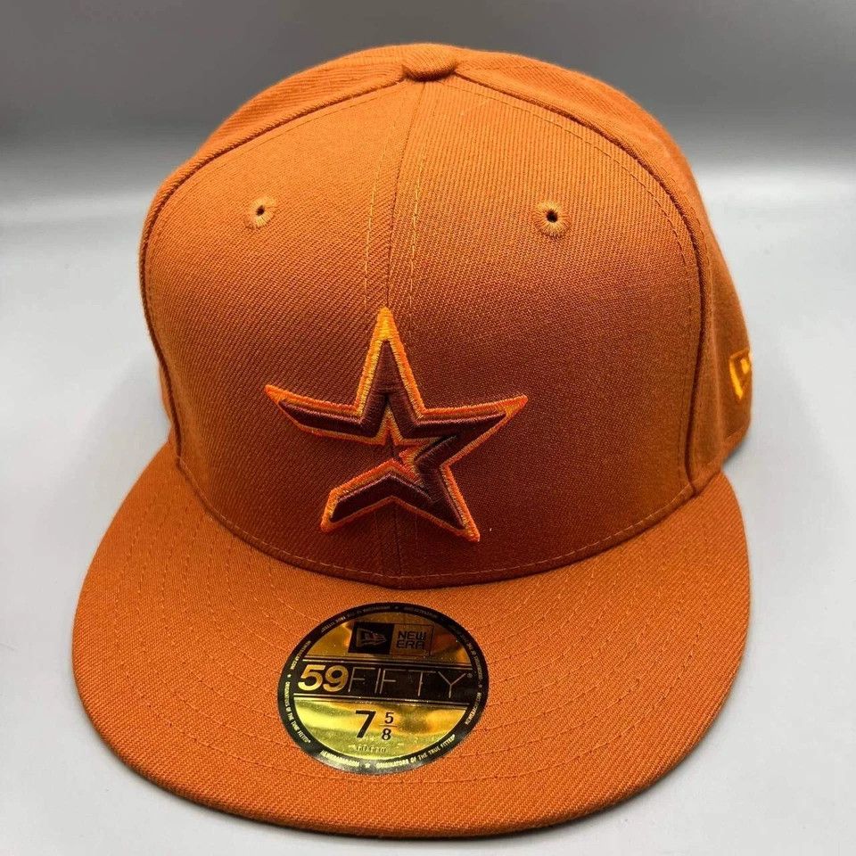 New Era Houston Astros Hat Men 7 5/8 59Fifty New Era MLB Fitted Cap Size ONE SIZE - 3 Thumbnail