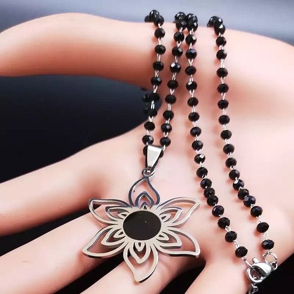 The Unbranded Brand Women Stainless Steel Flower Necklace Size ONE SIZE - 3 Thumbnail