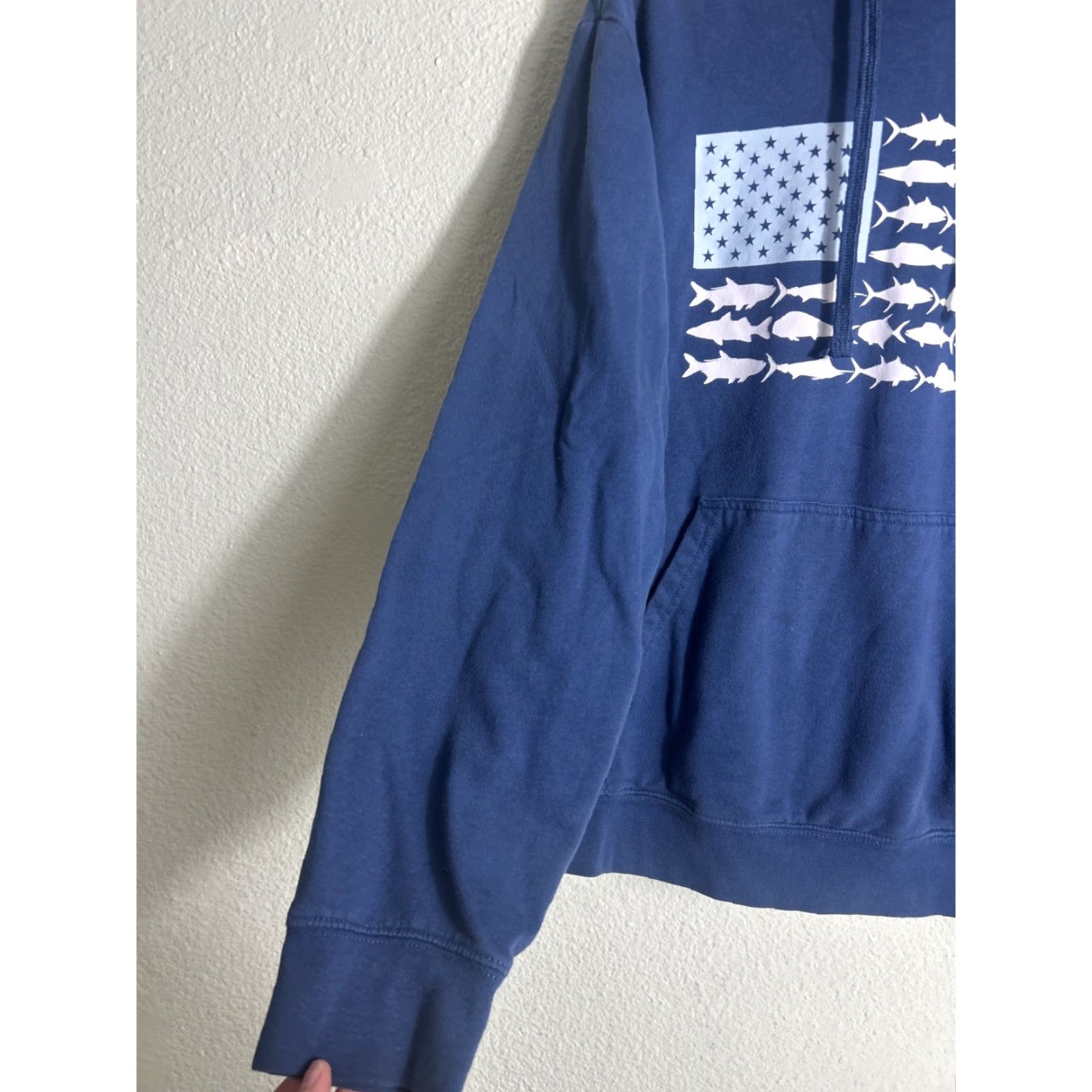 Vintage Columbia Hoodie Men Large Blue PFG Fish American Flag Logo Hooded Sweatshirt Pullover Size US L / EU 52-54 / 3 - 2 Thumbnail