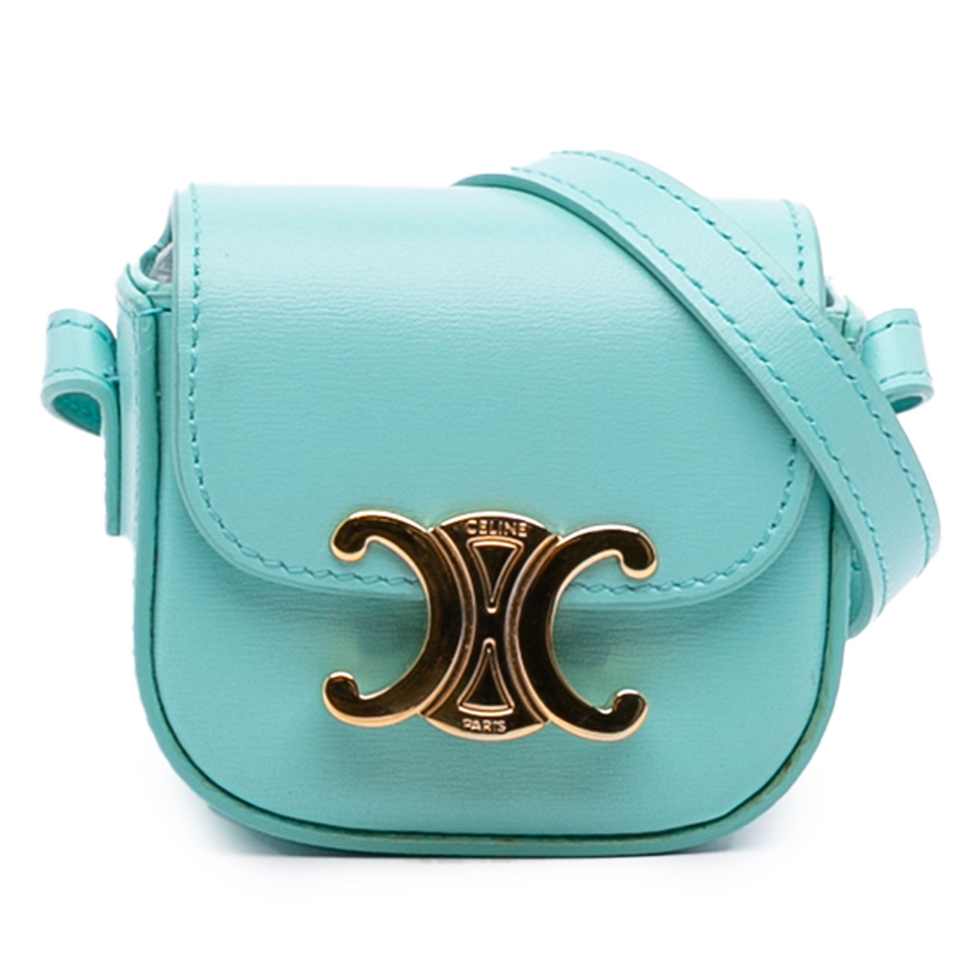 Celine Celine Leather Triomphe AirPods Case with Strap Size ONE SIZE - 1 Thumbnail