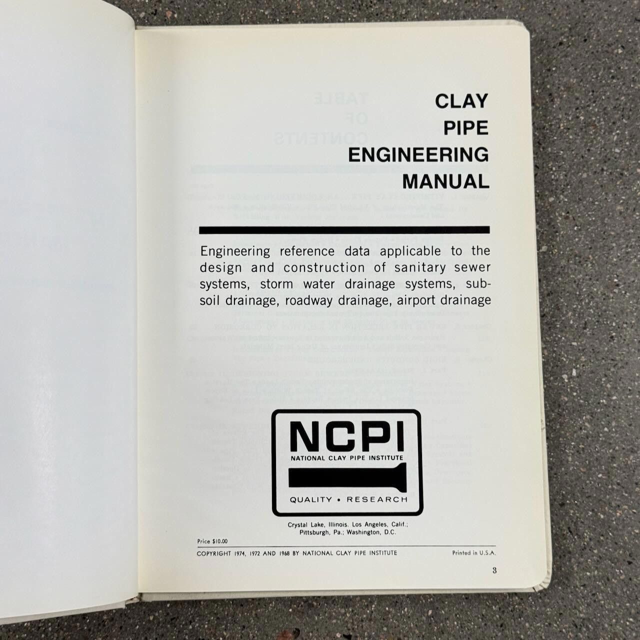 Designer VTG 1974 NCPI CLAY PIPE Engineering Manual 3rd Ed. w INSERTS Size ONE SIZE - 5 Thumbnail