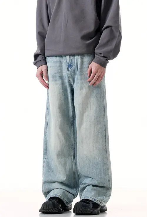 VIBE Street retro blue distressed washed straight loose jeans Size US 32 / EU 48 - 4 Thumbnail