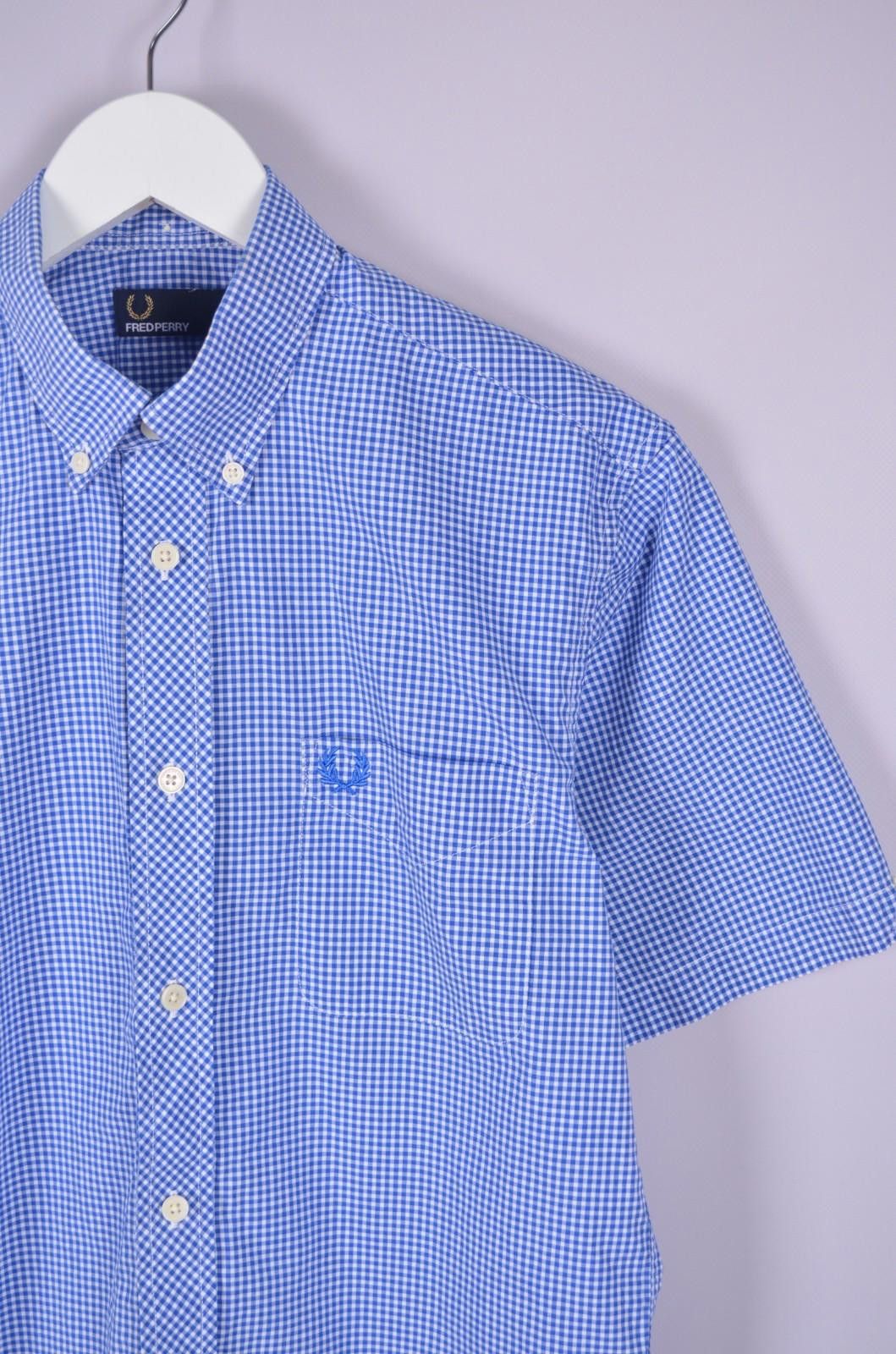 Fred Perry Mens Fred Perry Check White Blue Short Sleeve Shirt Size S Size US S / EU 44-46 / 1 - 3 Thumbnail