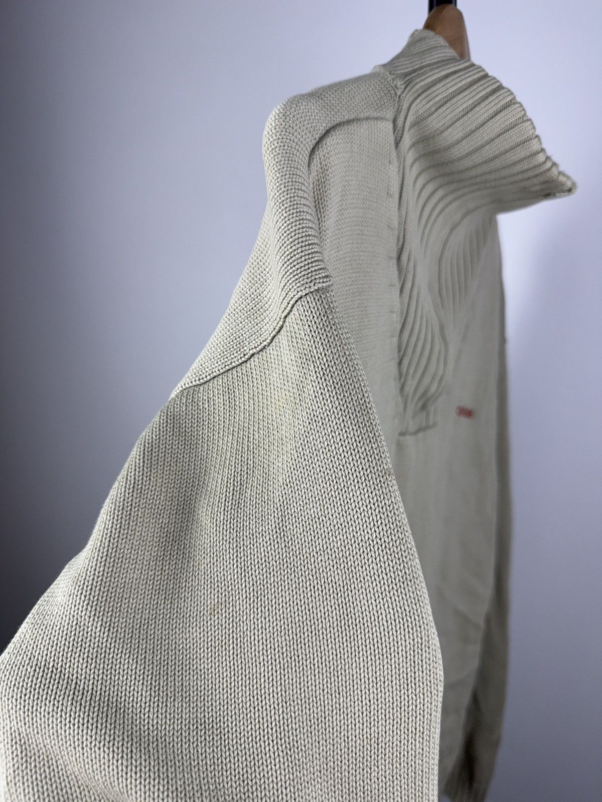 Adidas Vintage Adidas Ribbed Zip Neck Knit Sweater Beige Y2K Style Size US L / EU 52-54 / 3 - 4 Thumbnail