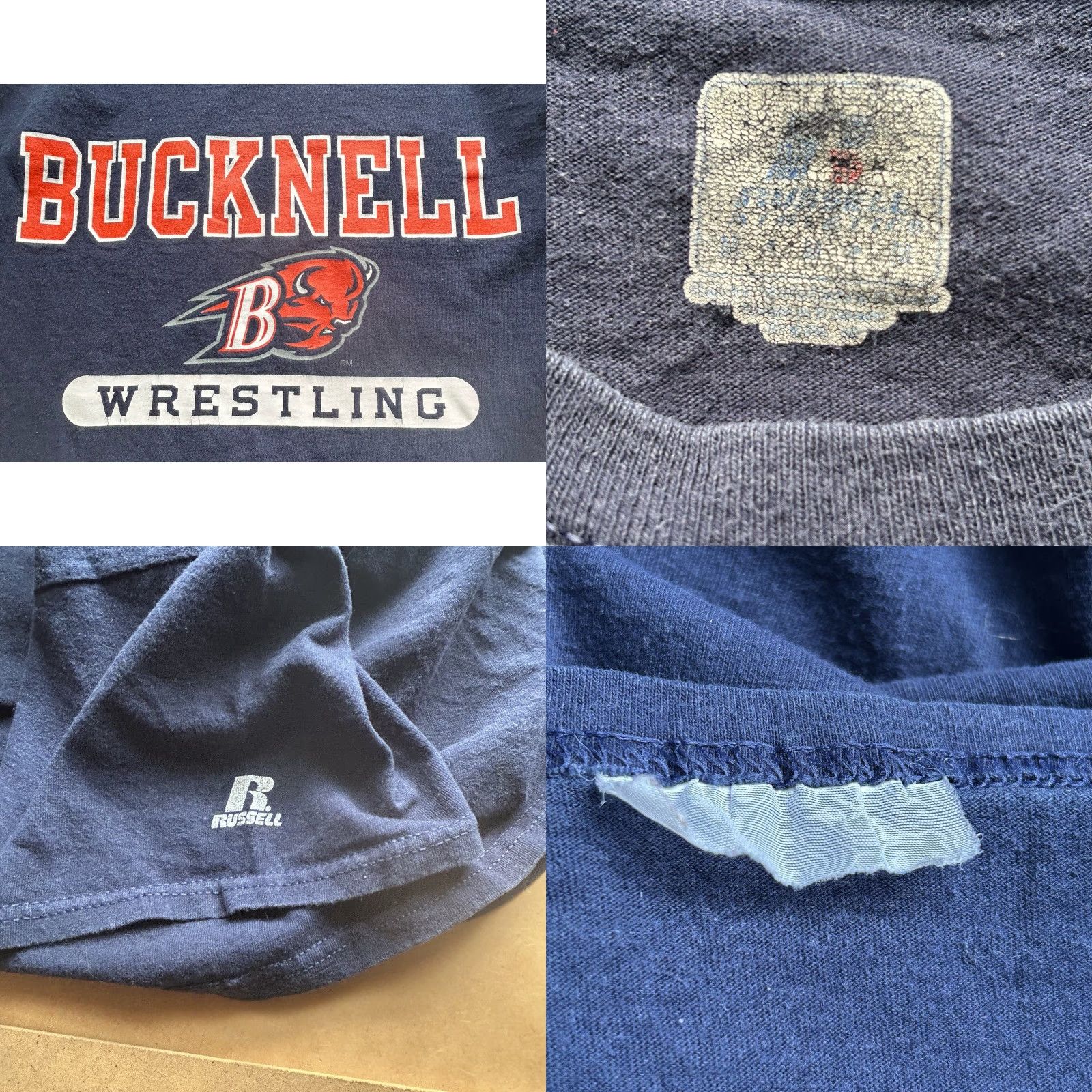 Vintage VINTAGE Bucknell University Wrestling Shirt Men Medium Navy Blue Short Sleeve Russell Size US M / EU 48-50 / 2 - 9 Thumbnail