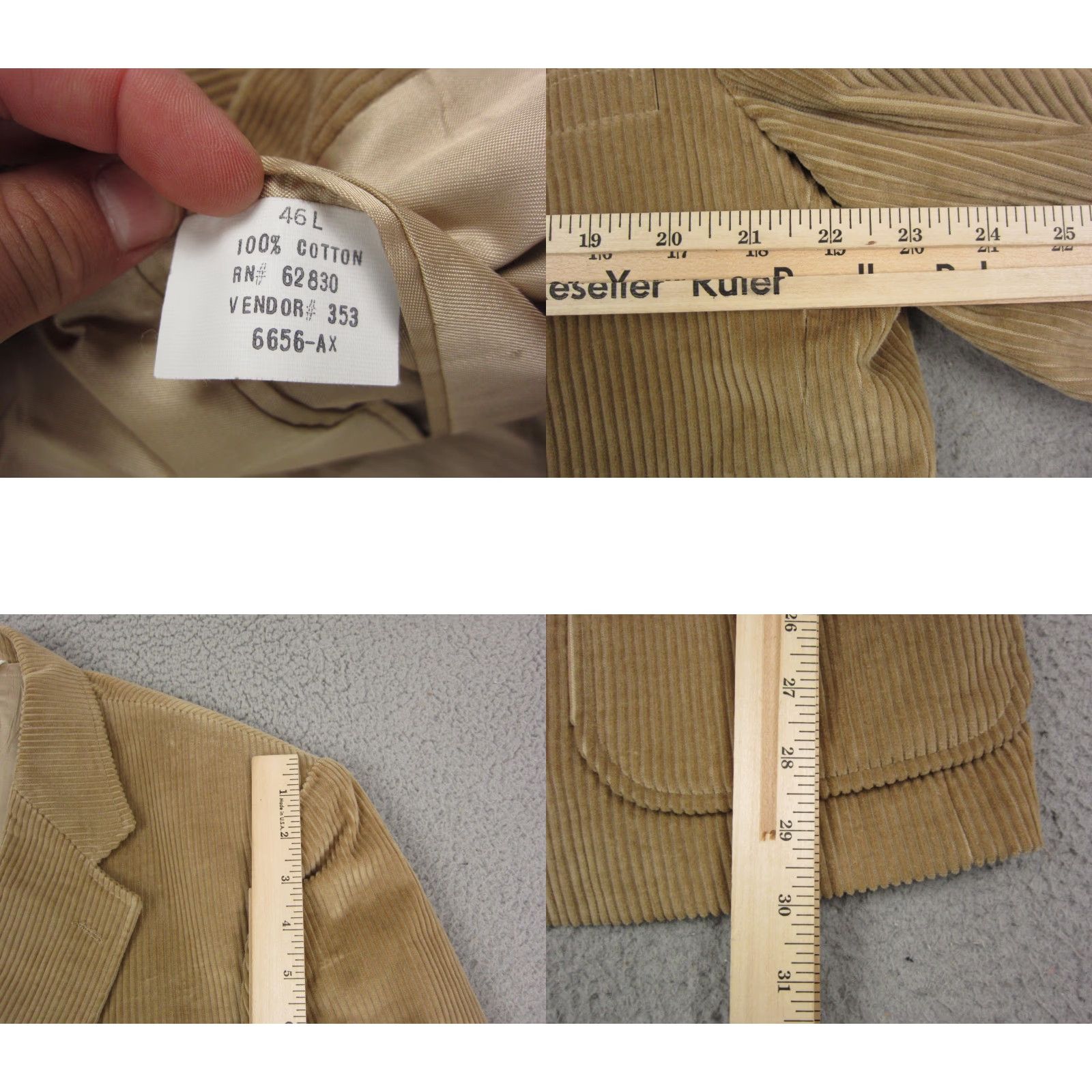Lands' End VINTAGE Lands' End Blazer Jacket Mens 46L Corduroy Brown 90s Elbow Patch Button Front Fall Spring Pockets Casual Business Mens Size 46R - 8 Thumbnail