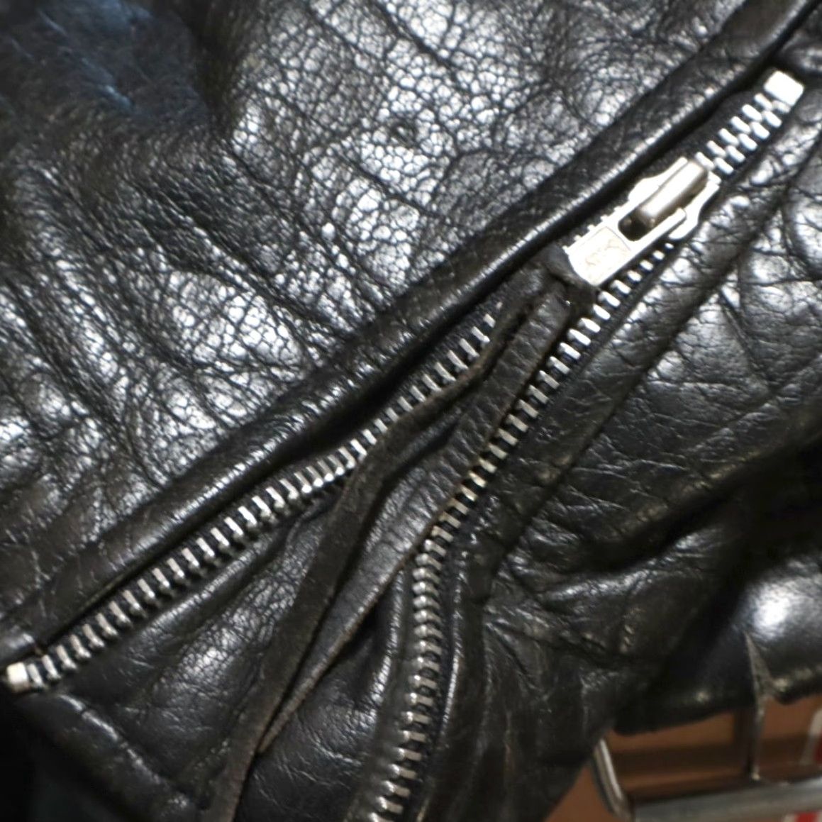 Vintage First Genuine Leather Biker Motorcycle Solid Long Sleeve Jacket Black Men's 48 Size US M / EU 48-50 / 2 - 8 Thumbnail