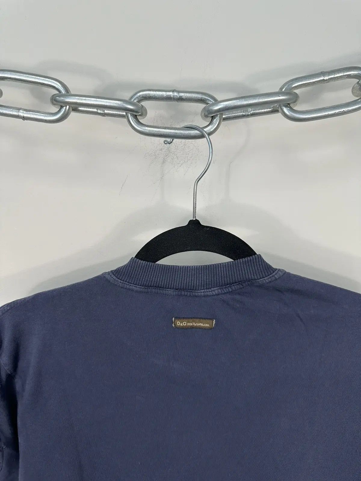 Dolce & Gabbana × Vintage Vintage Dolce & Gabbana Women's Avant Garde Navy Luxury Tee Size L / US 10 / IT 46 - 9 Thumbnail