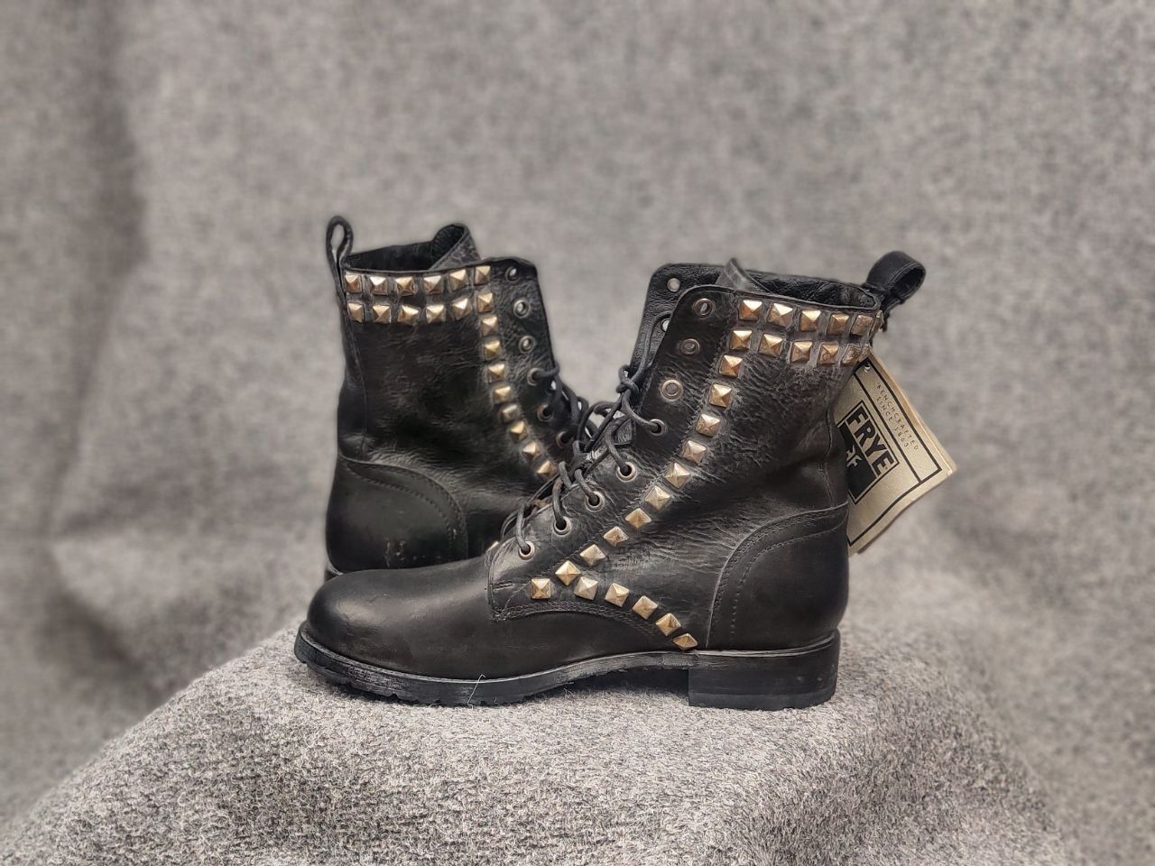 Frye Frye Design Rogan Studded Lace Tall Leather Ankle Boots Size US 11 / IT 41 - 10 Thumbnail