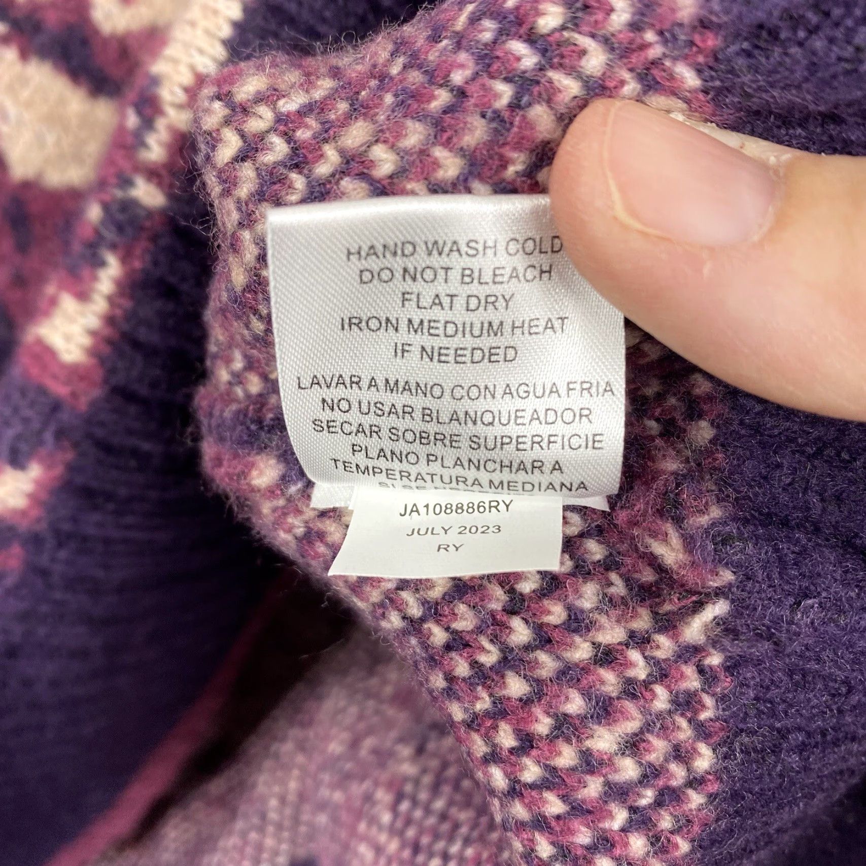 Vintage Joseph A Sweater Womens 3X Purple Floral Mock Neck Pullover Knit Stretchy NWT Size XXL / US 16-18 / IT 52-54 - 7 Thumbnail