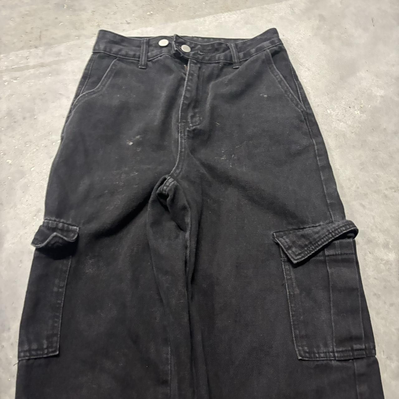Japanese Brand × Vintage Crazy Vintage Y2K/2000s Baggy Black Skater Streetwear Cargo Jeans! Size US 27 - 5 Thumbnail