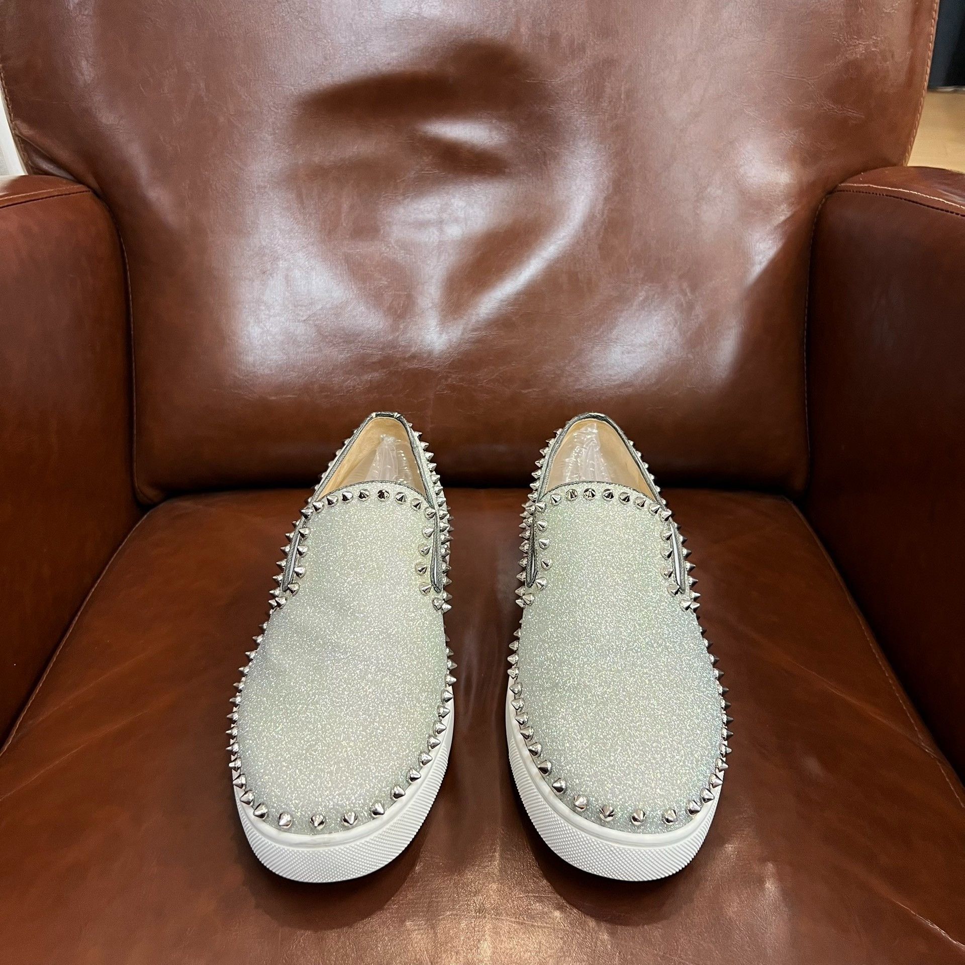 Christian Louboutin Christian Louboutin Gray Full-Diamond Slip-On Shoes Size US 10 / EU 43 - 2 Thumbnail