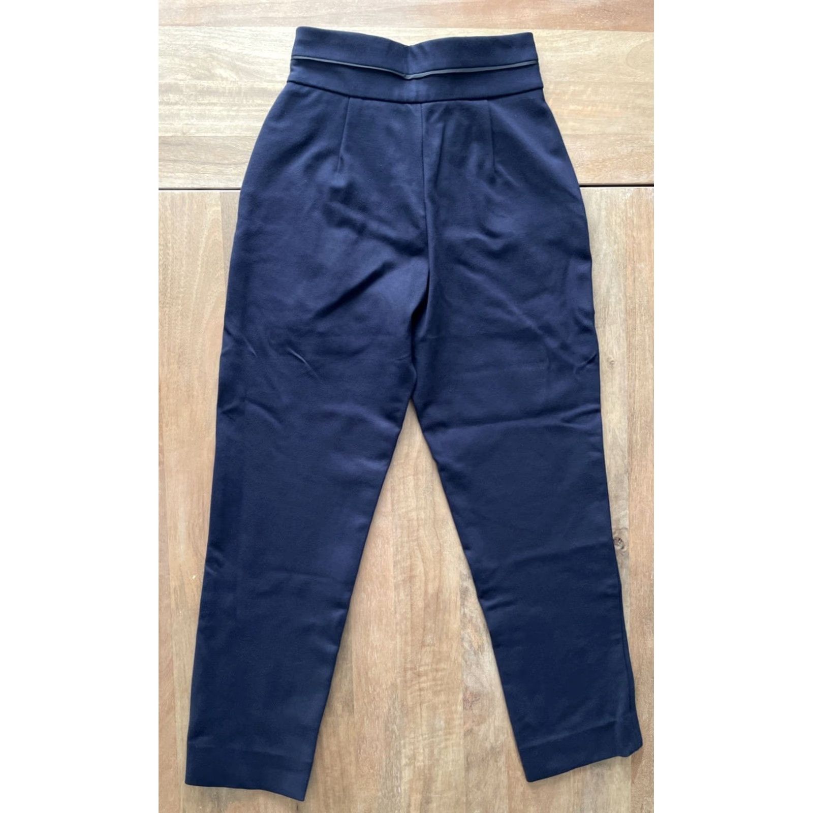 Sandro Sandro Paris Pants Womens 34 Navy High Rise Tapered Trousers Ponte Relaxed Slim Fit Office Dress Size 24" / US 00 / IT 34 - 2 Thumbnail