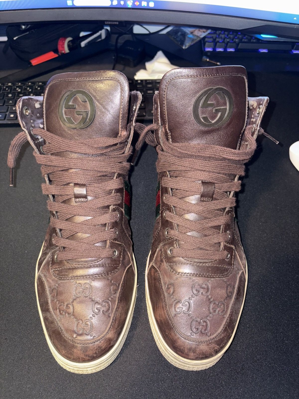 Gucci Gucci High Top Leather Sneaker Size US 9 / EU 42 - 2 Thumbnail