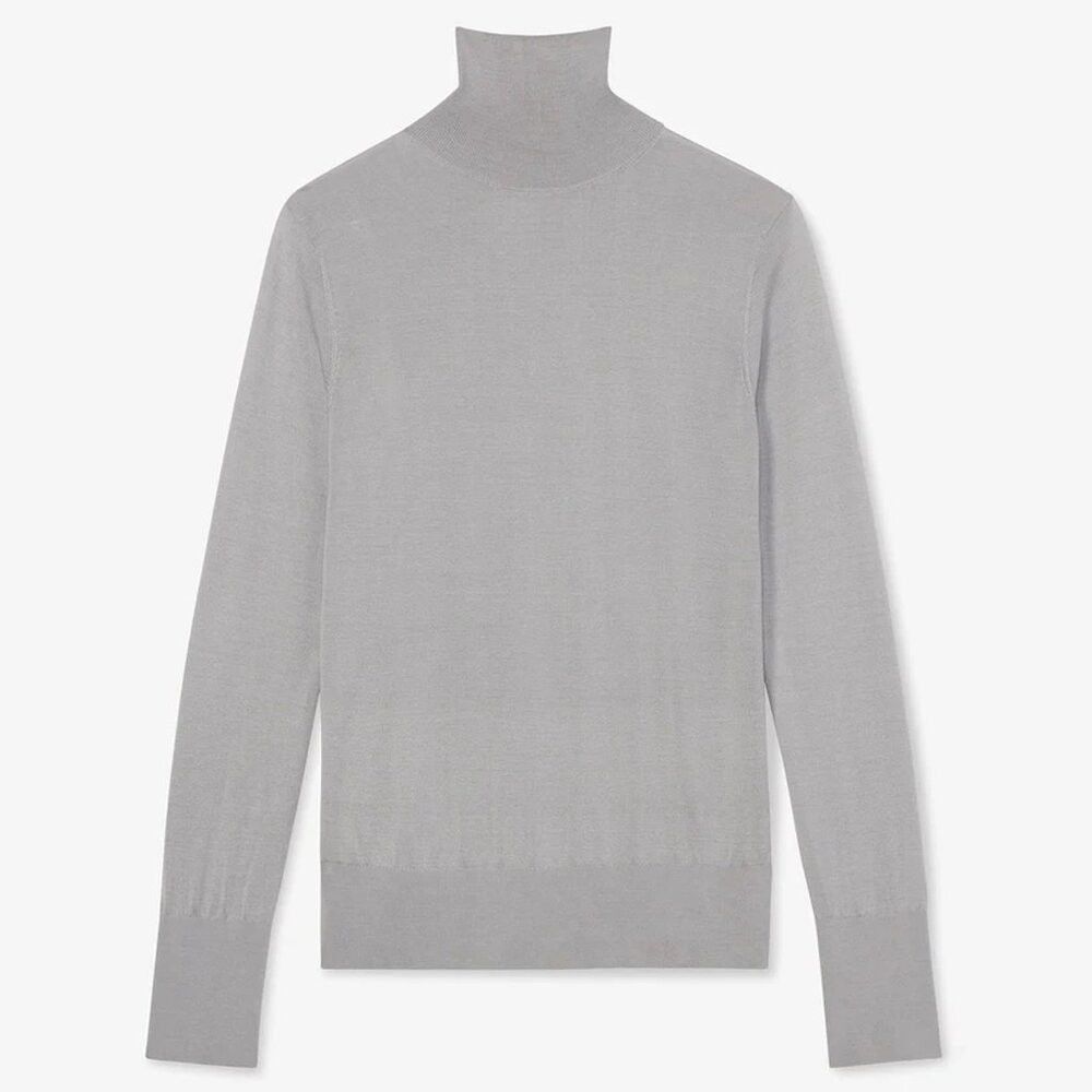 M.M.LaFleur M.M.LaFleur The Elizabeth Silk Jersey Grey Turtleneck Sweat Size L / US 10 / IT 46 - 2 Thumbnail