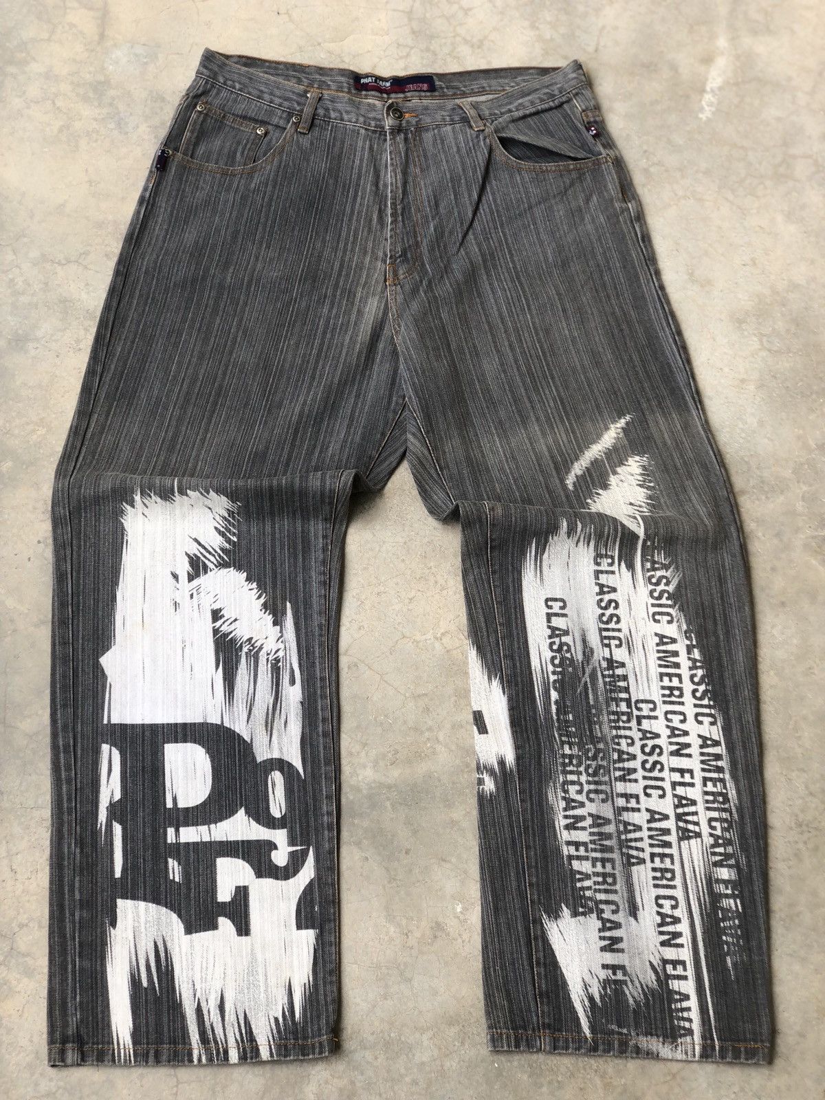 JNCO Phat Farm Y2K Loose Fit Black Washed Baggy Embroided Denim Size US 38 / EU 54 - 2 Thumbnail
