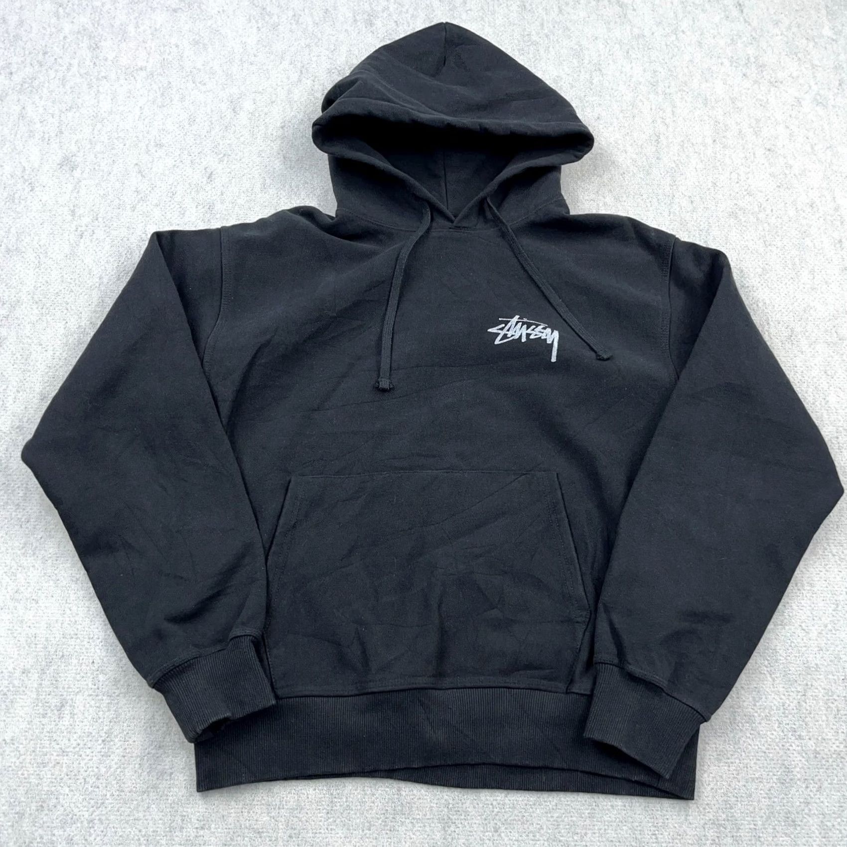 Bally Stussy Hoodie Mens M Black Faded 8 Ball Skate Sweatshirt Skateboard Adult Hooded Pockets Logo Crewneck Pullover Regular Sweatshirt Size US M / EU 48-50 / 2 - 2 Thumbnail