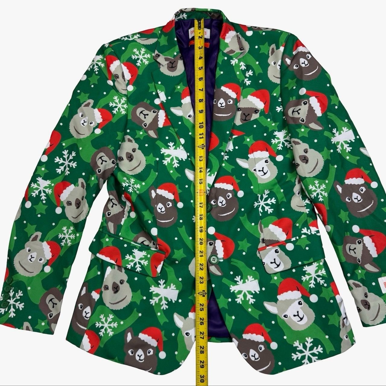 Other OppoSuits Men's Christmas Santa Llama 2-Button Blazer Red/Gr Size 38R - 6 Thumbnail
