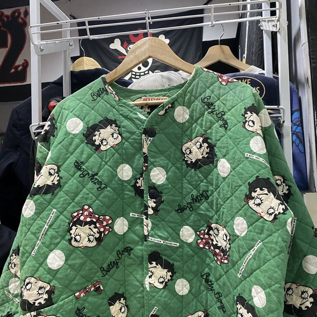 Anime Vintage 90s Betty Boop Full Print Quilted Jacket Green Size US L / EU 52-54 / 3 - 3 Thumbnail