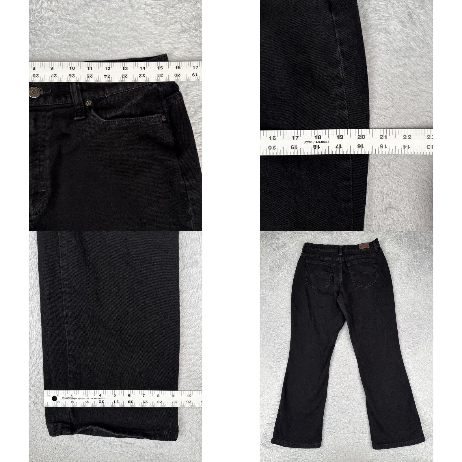 Lee Lee Jeans Womens Bootcut Relaxed 12 Short Black Wash High Rise Stretch Denim 32x29 Size 34" / US 12 / IT 48 - 9 Thumbnail