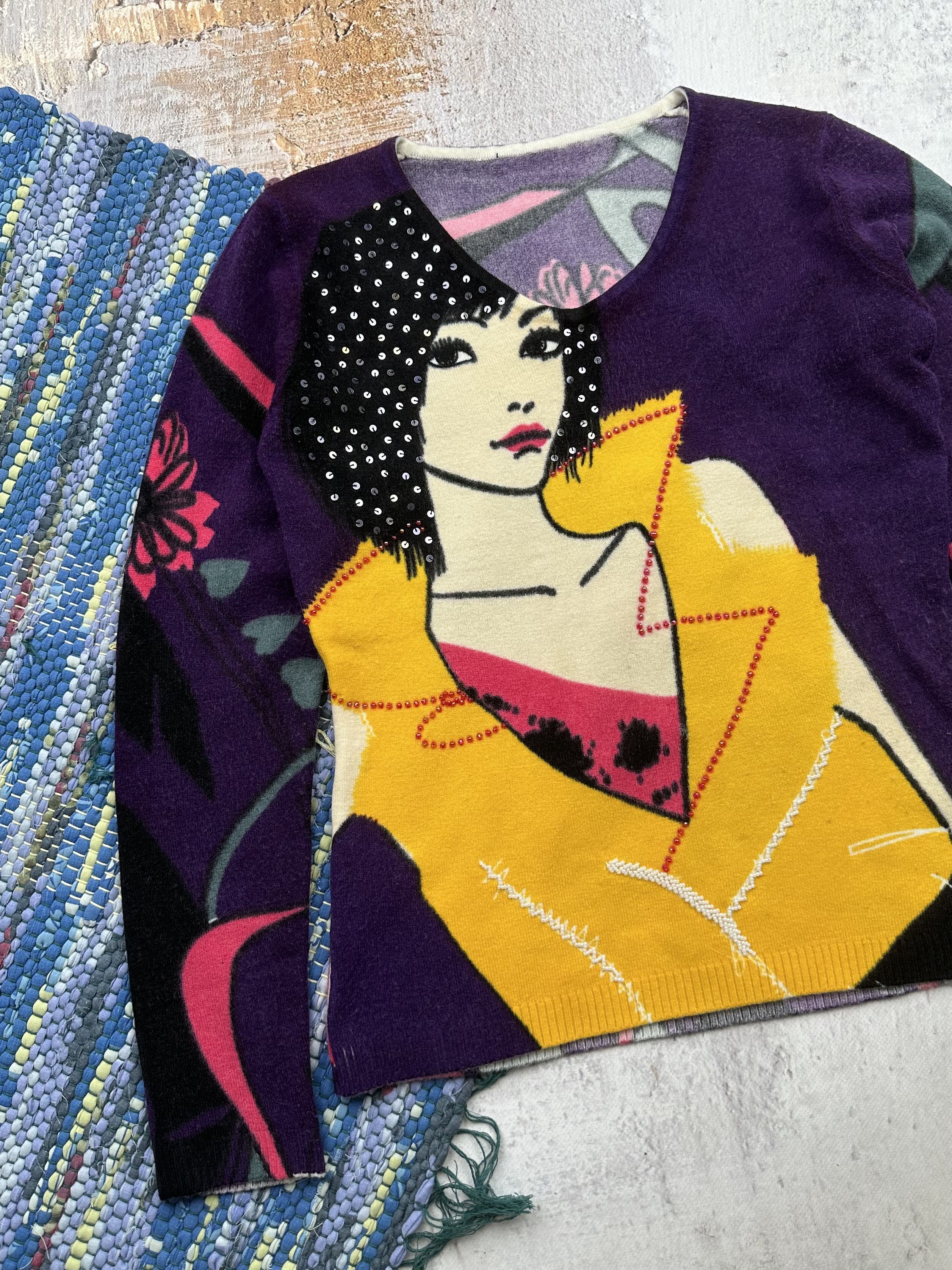 Japanese Brand Vintage Printed Sweater A137(366) Size M / US 6-8 / IT 42-44 - 2 Thumbnail