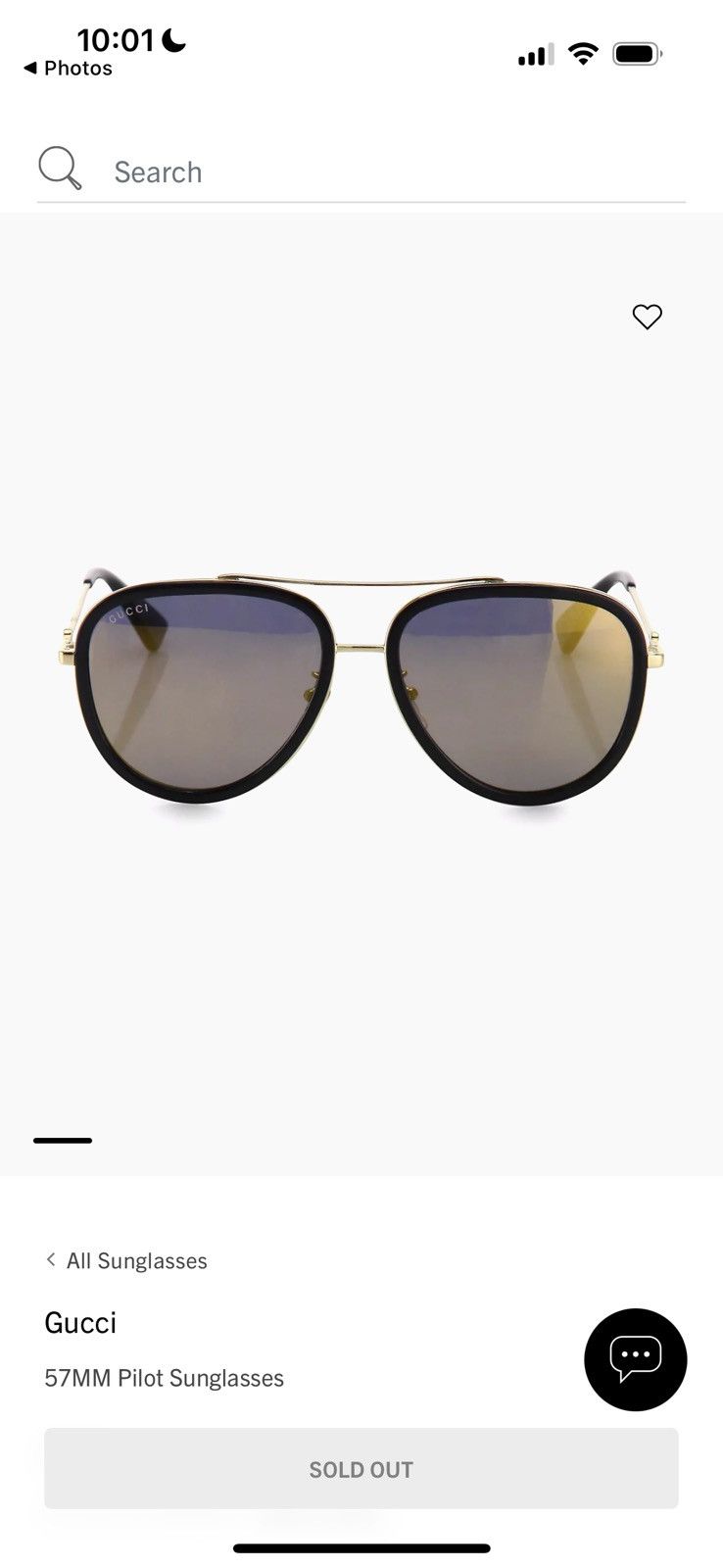 Gucci Gucci Aviator Pilot Sunglasses Gold Black 57mm Size ONE SIZE - 15 Thumbnail