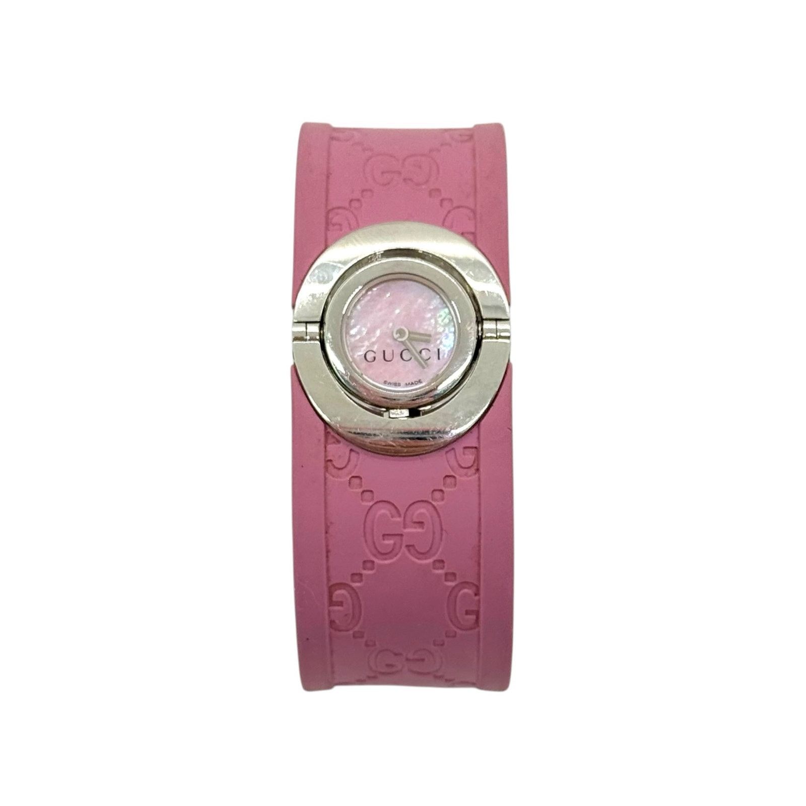 Gucci Gucci GG Twirl Pink Rubber Bangle Watch Size ONE SIZE - 5 Thumbnail