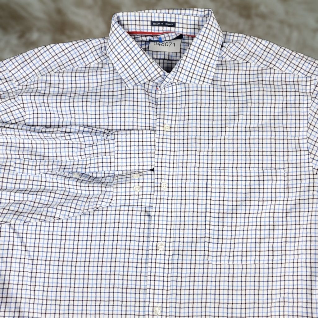 Tommy Hilfiger Tommy Hilfiger Dress Shirt Mens 16.5 Blue Check Long Sleeve Button-Down Regular Fit Size 42R - 1 Thumbnail