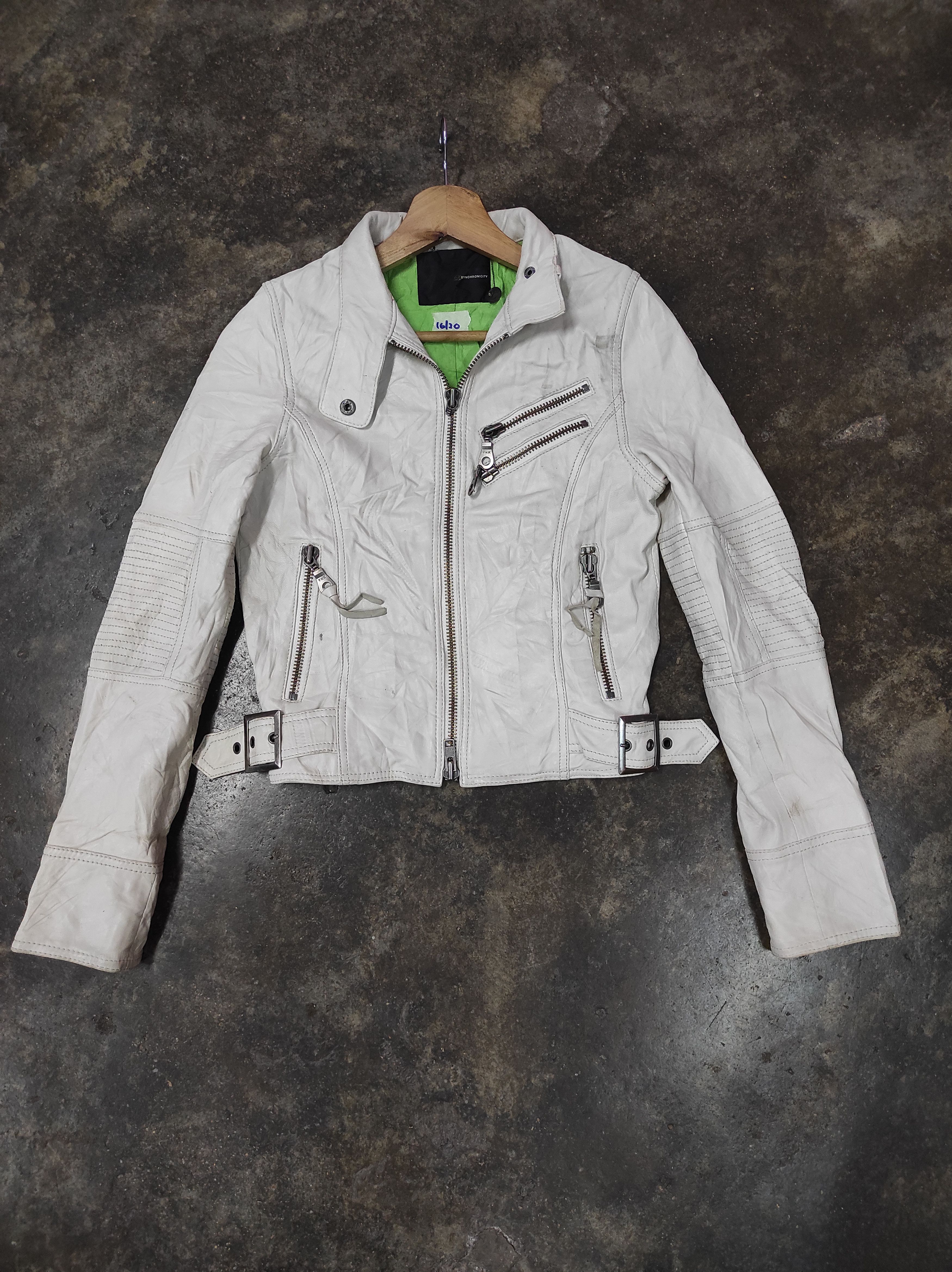 Japanese Brand SYNCHRONICITY LAMB LEATHER DOUBLE COLLAR JACKET Size XS / US 0-2 / IT 36-38 - 1 Thumbnail