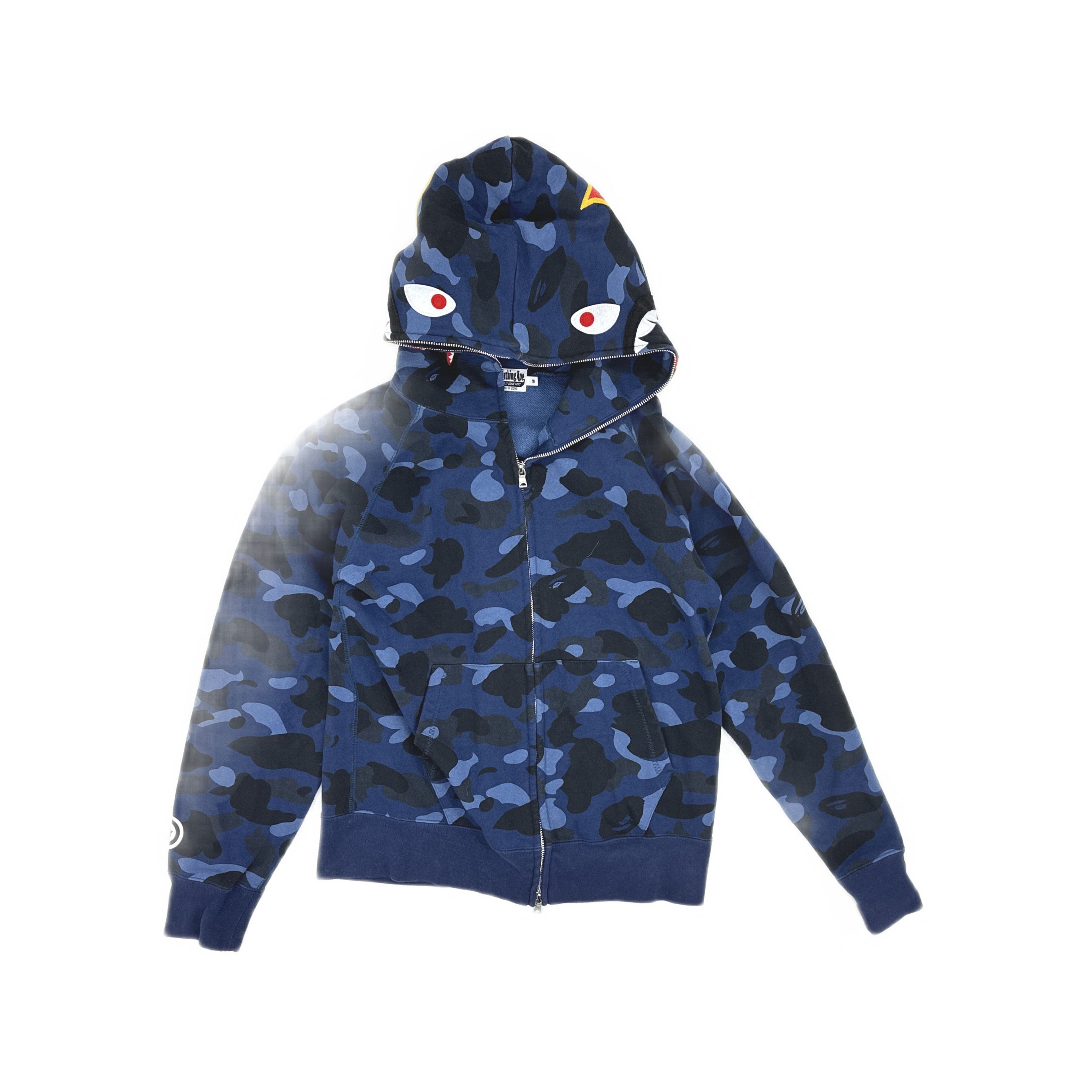 Bape A BATHING APE Blue Camo Shark Hoodie Size M Size US M / EU 48-50 / 2 - 1 Thumbnail