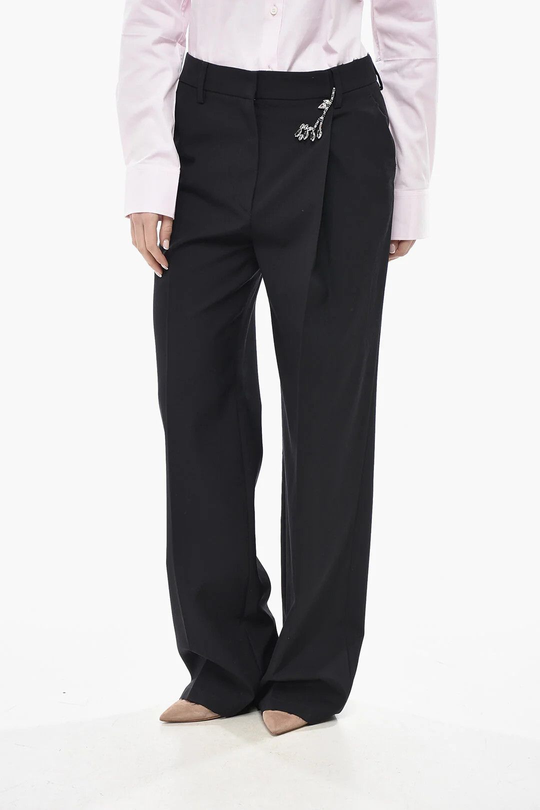 Prada og1mm0426 Asymmetric 1-Pleat Pant in Blue Size 27" / US 4 / IT 40 - 1 Thumbnail