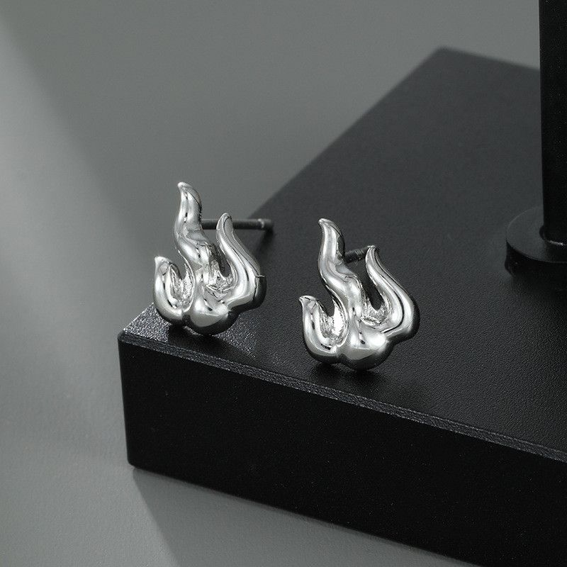 Jewelry Fire Dark Earrings One Pairs Chrome Jewelry Size ONE SIZE - 3 Thumbnail