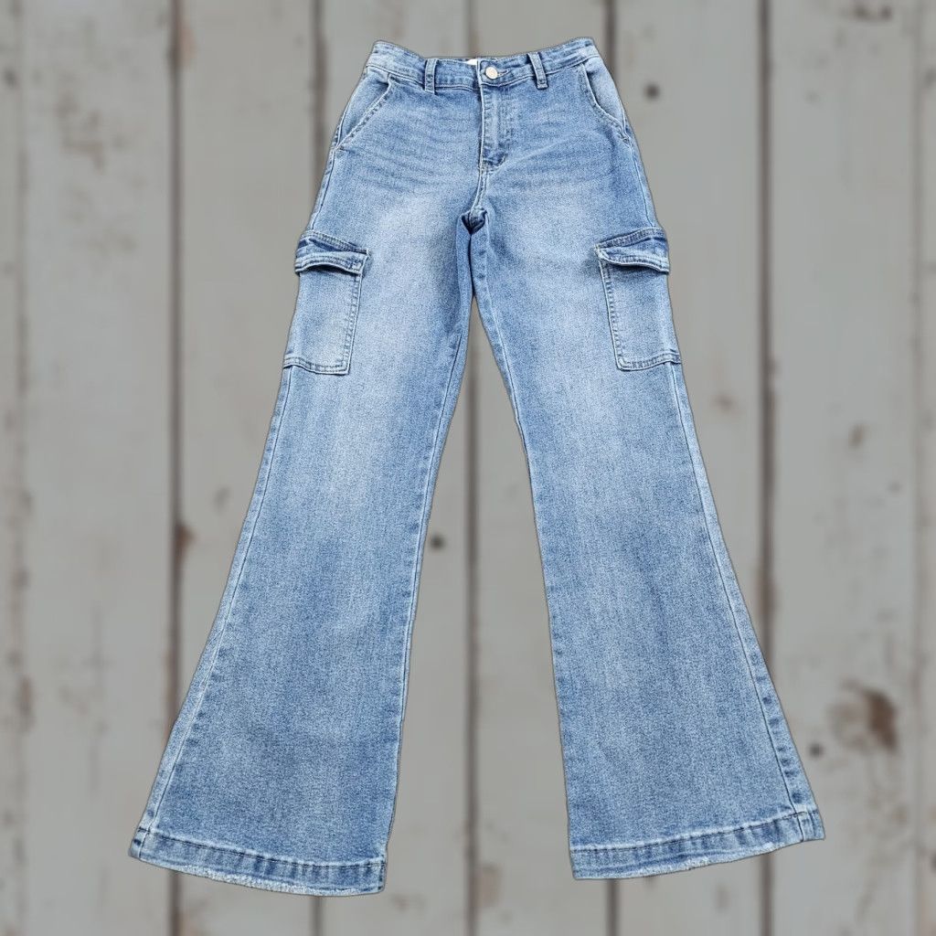 Vintage VINTAGE KanCan Women's Jeans Bootcut High Rise Cargo Light Wash 23x31 Denim Stretch Size 25" / US 0 / IT 36 - 1 Thumbnail