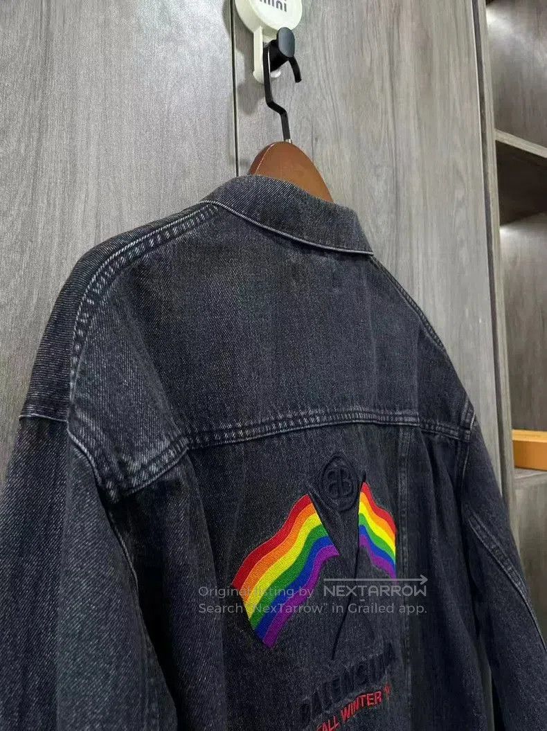 Balenciaga Balenciaga Embroidered Flag Denim Jacket. Size US S / EU 44-46 / 1 - 5 Thumbnail