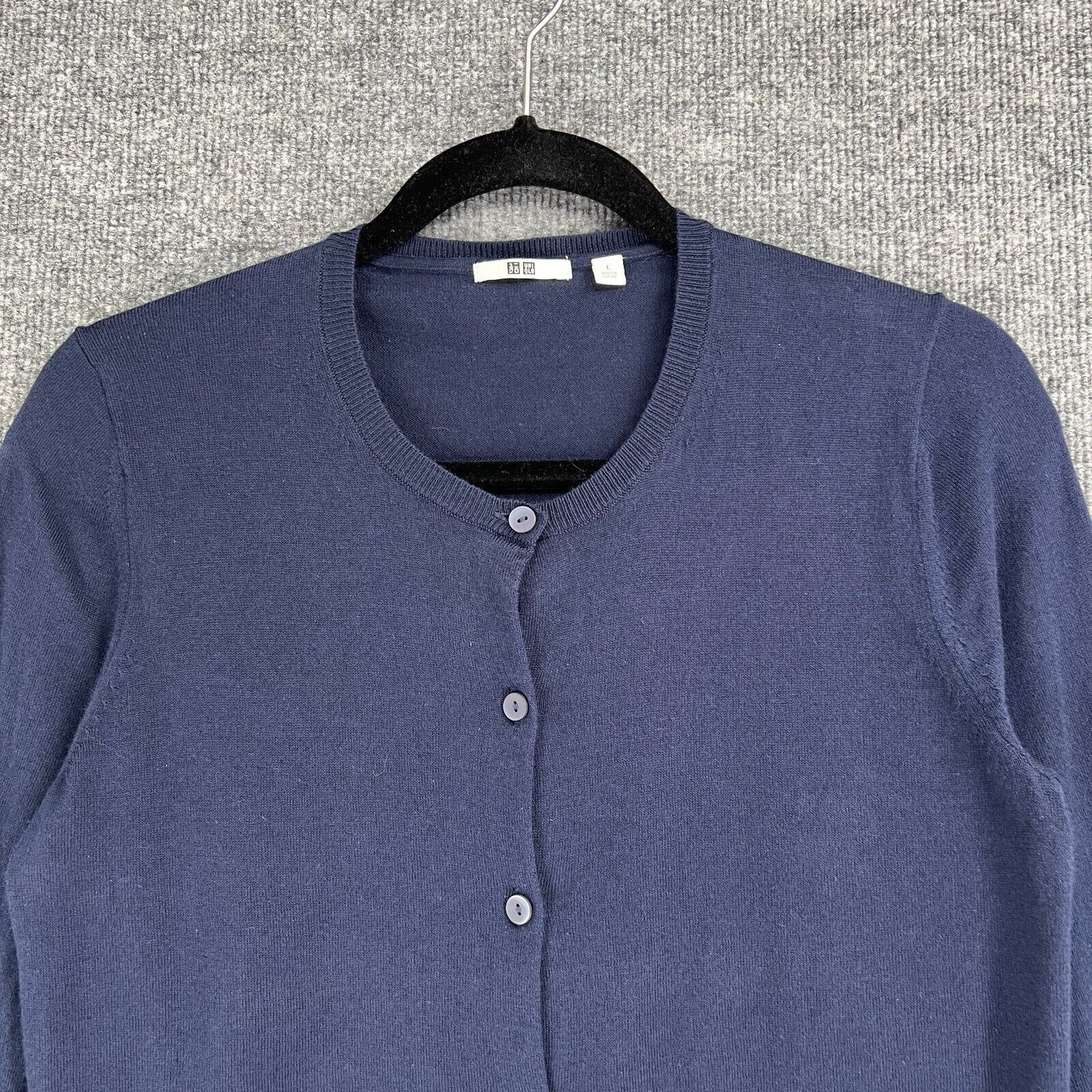 Uniqlo Uniqlo Cardigan Sweater Navy Button Up Classic Academia Sz L Size L / US 10 / IT 46 - 2 Thumbnail