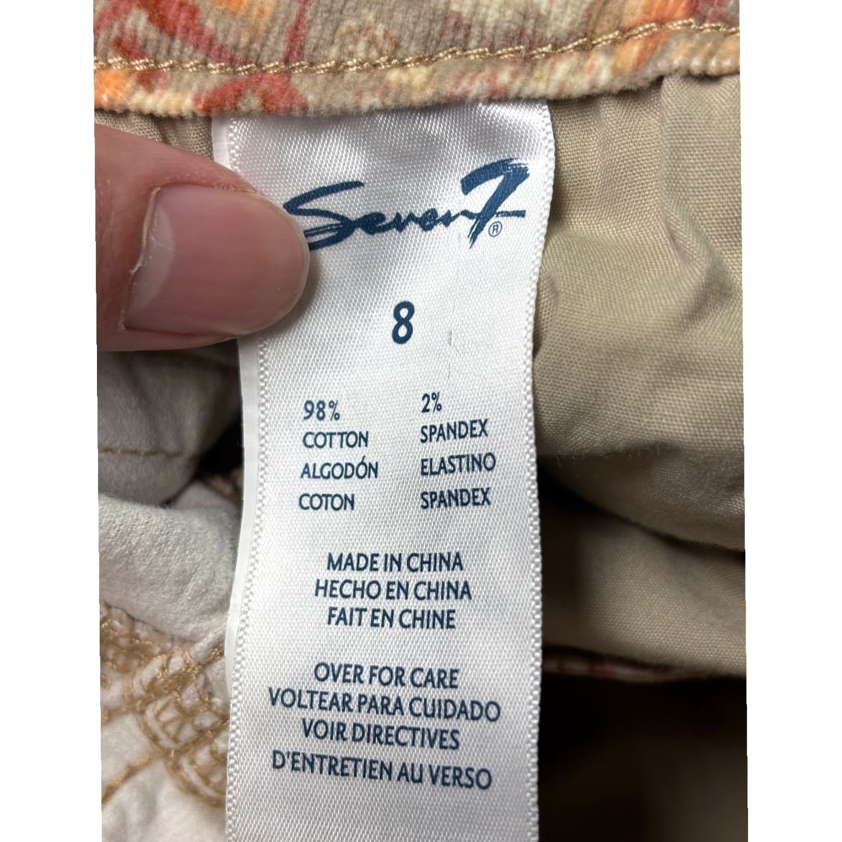 Vintage VINTAGE Seven7 Seven 7 Ultra High Rise Skinny Corduroy Pants Toile Flower Latte Floral W30 L28 Women Regular Size 28" / US 6 / IT 42 - 7 Thumbnail