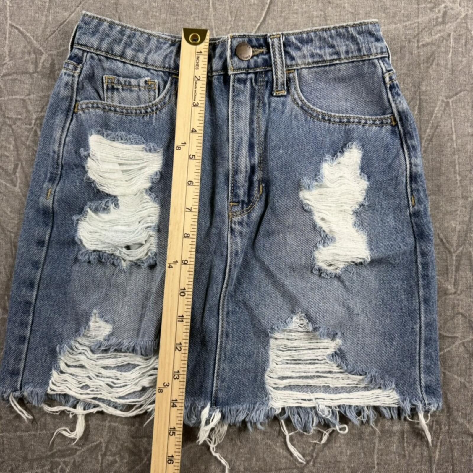Hollister Hollister Skirt Women's 0 Blue Ultra High Rise Distressed Size 23" - 4 Thumbnail