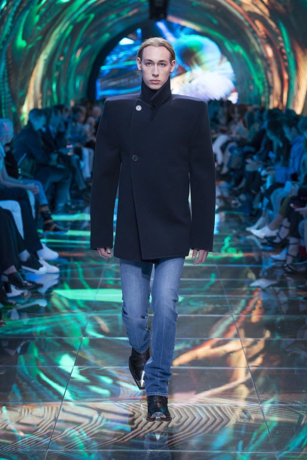 Balenciaga Padded shoulder cashmere + wool fleece 2019 peacoat NWT Size US S / EU 44-46 / 1 - 1 Thumbnail