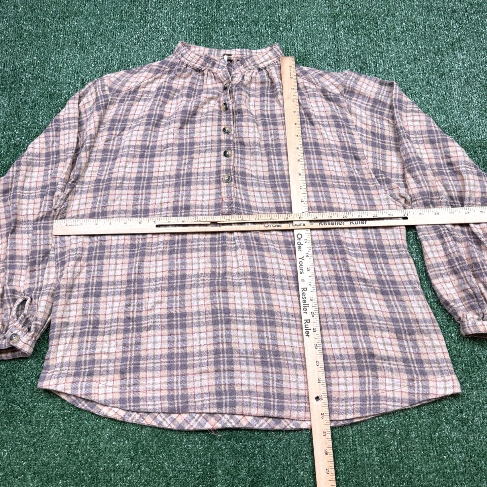 Free People FREE PEOPLE Blouse Women's XS Plaid Long Sleeve Multicolor Oversized Size XS / US 0-2 / IT 36-38 - 3 Thumbnail