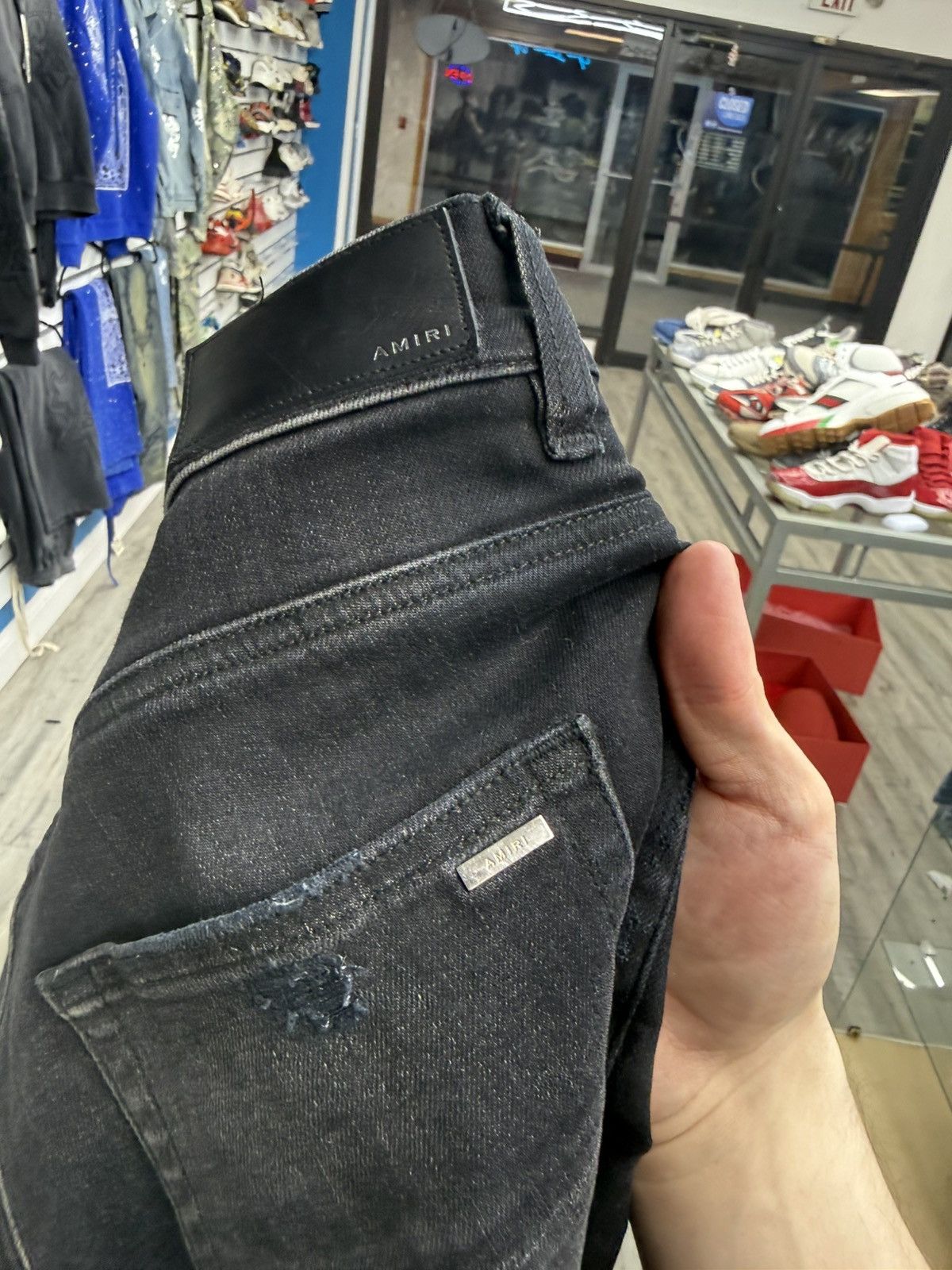Amiri Amiri MX1 Cracked Paint Jeans (Blue) Size US 33 - 4 Thumbnail